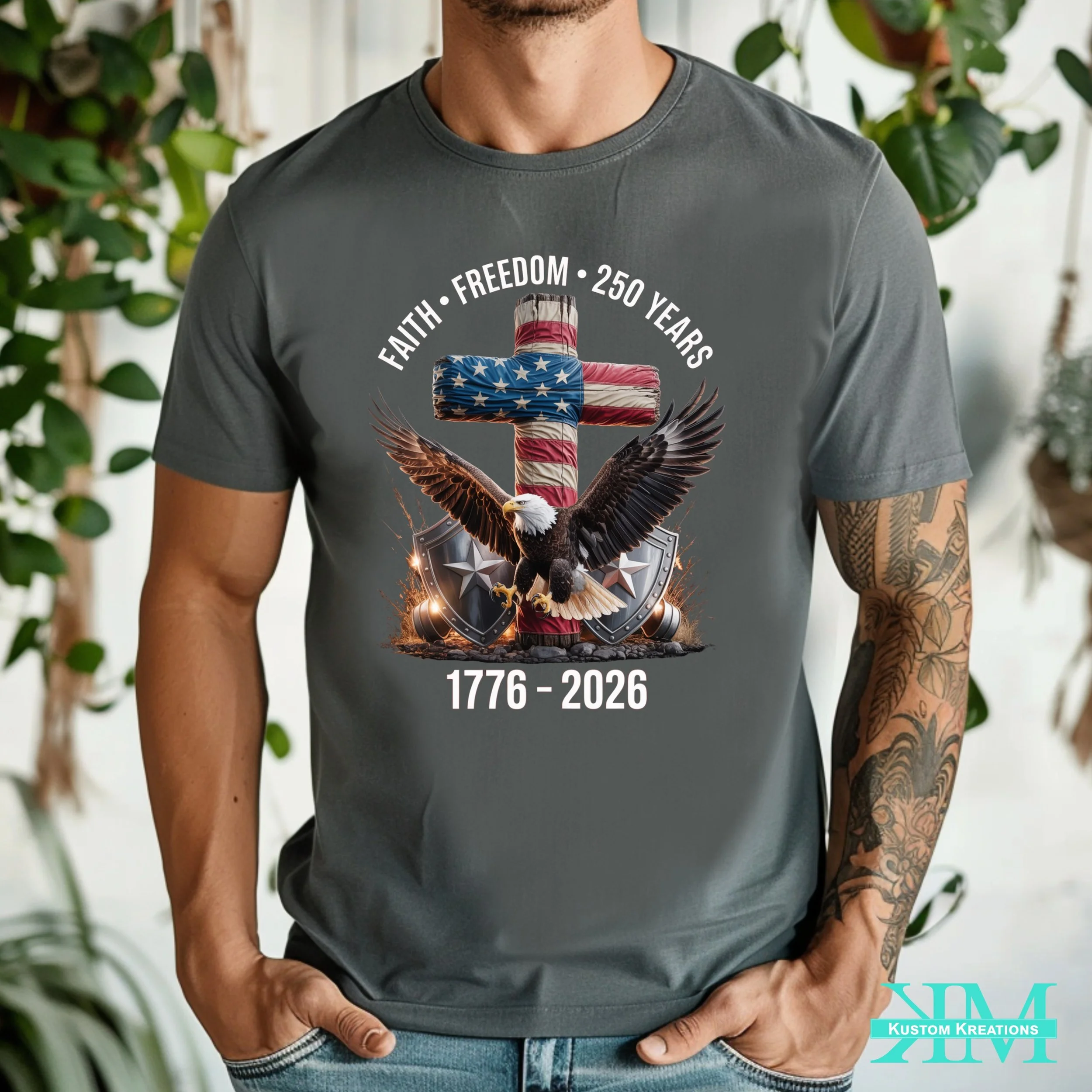 Faith and Freedom DTF printed graphic t-shirt