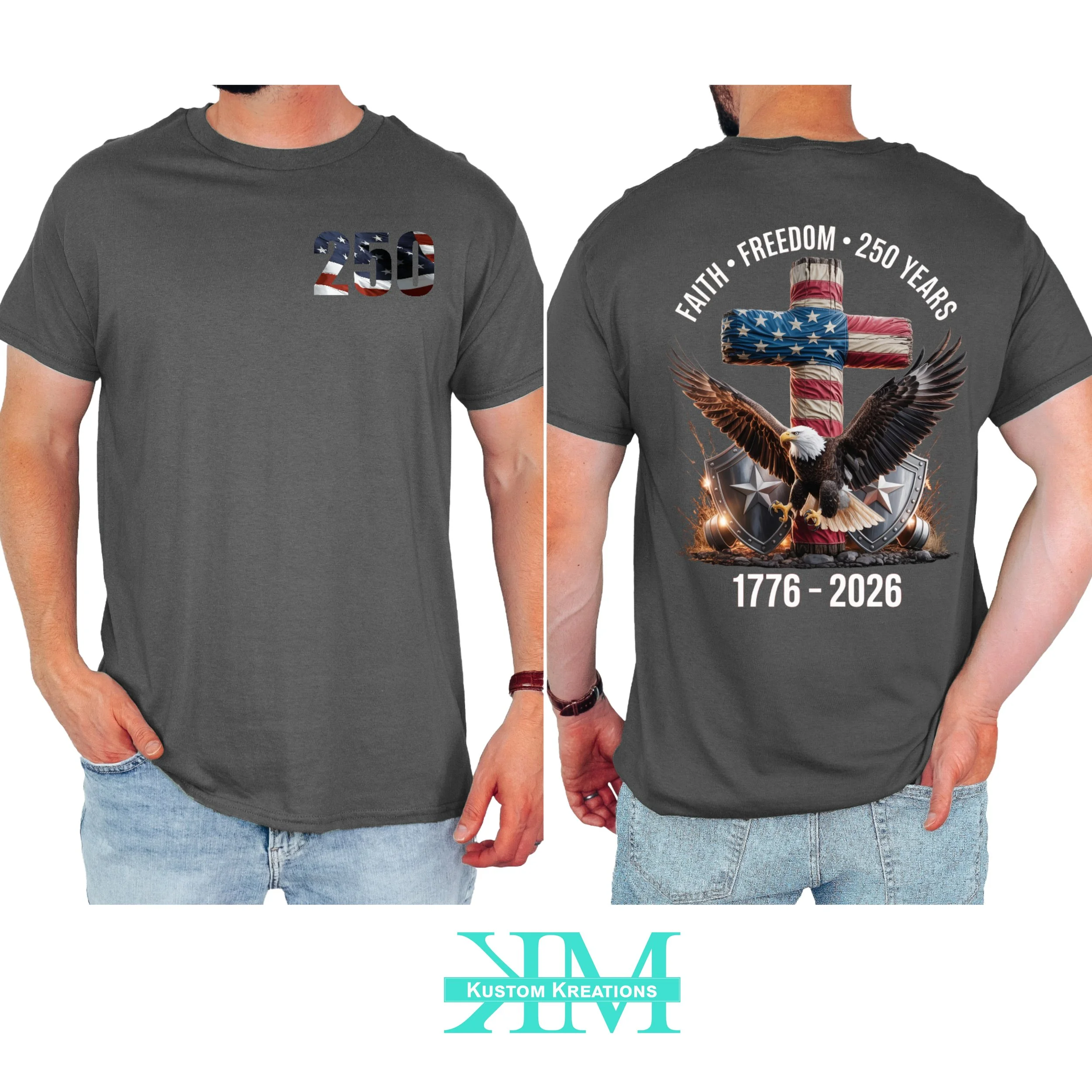Faith Freedom 250 With Flag On Sleeve