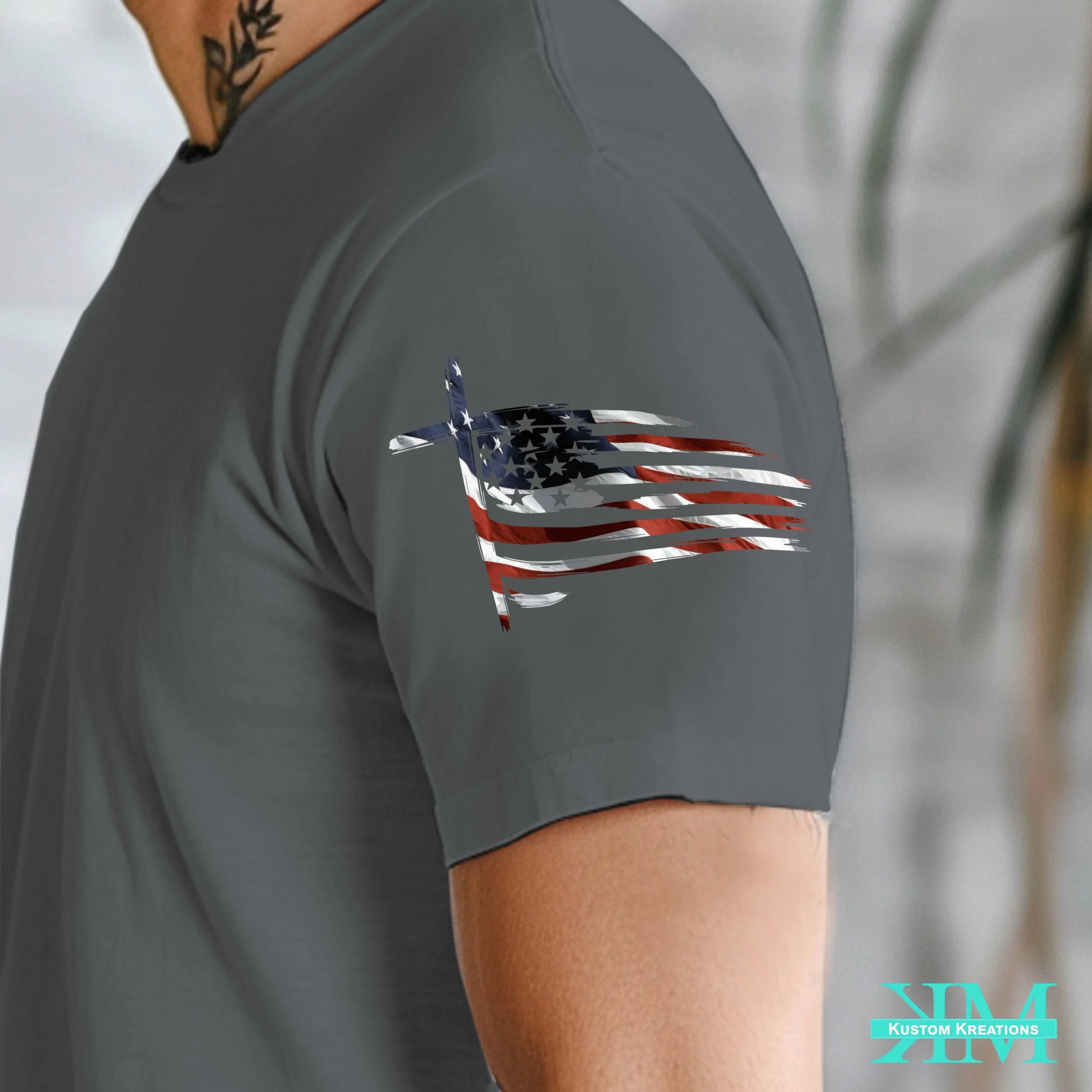 DTF printed sleeve graphic t-shirt