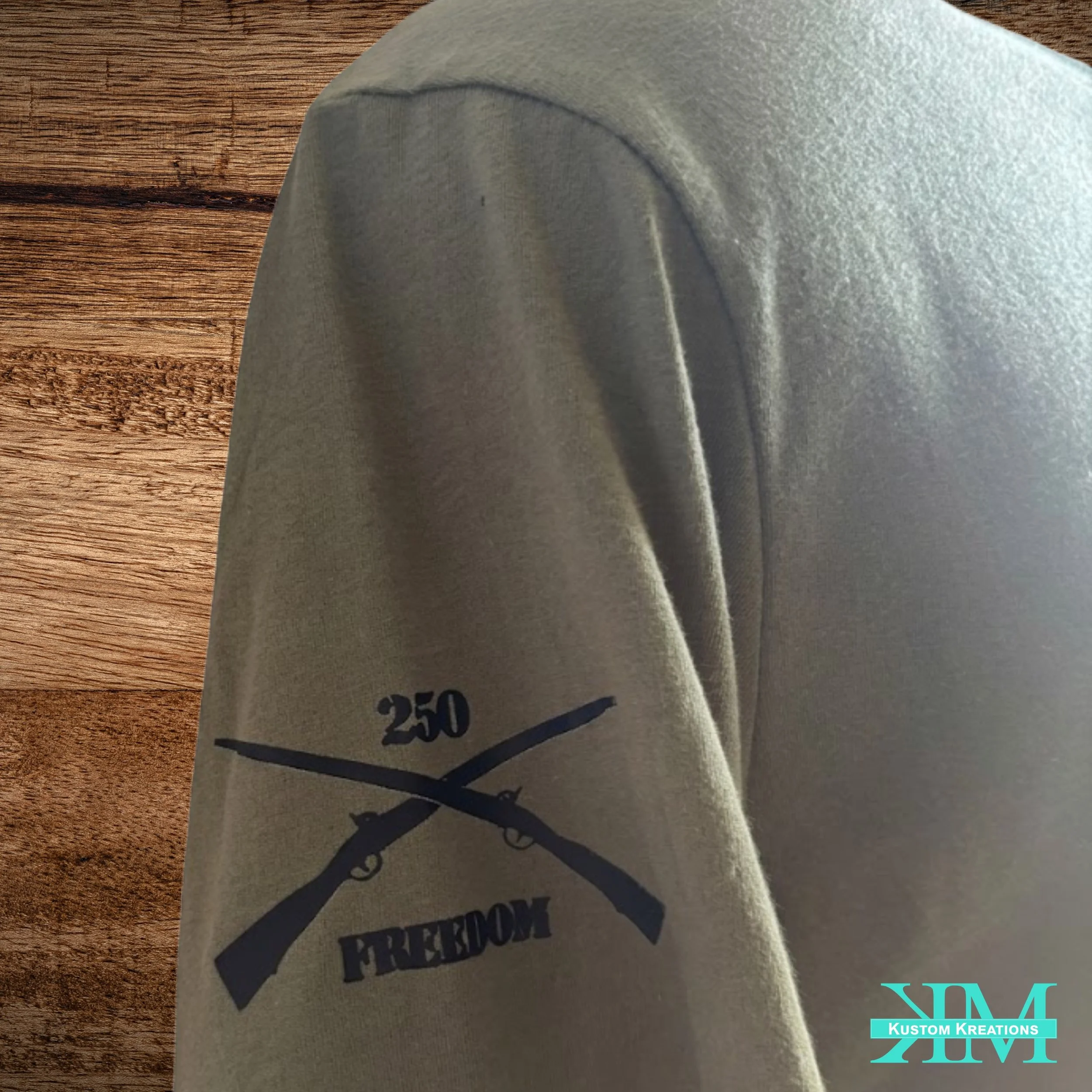 Patriot DTF printed graphic t-shirt sleeve