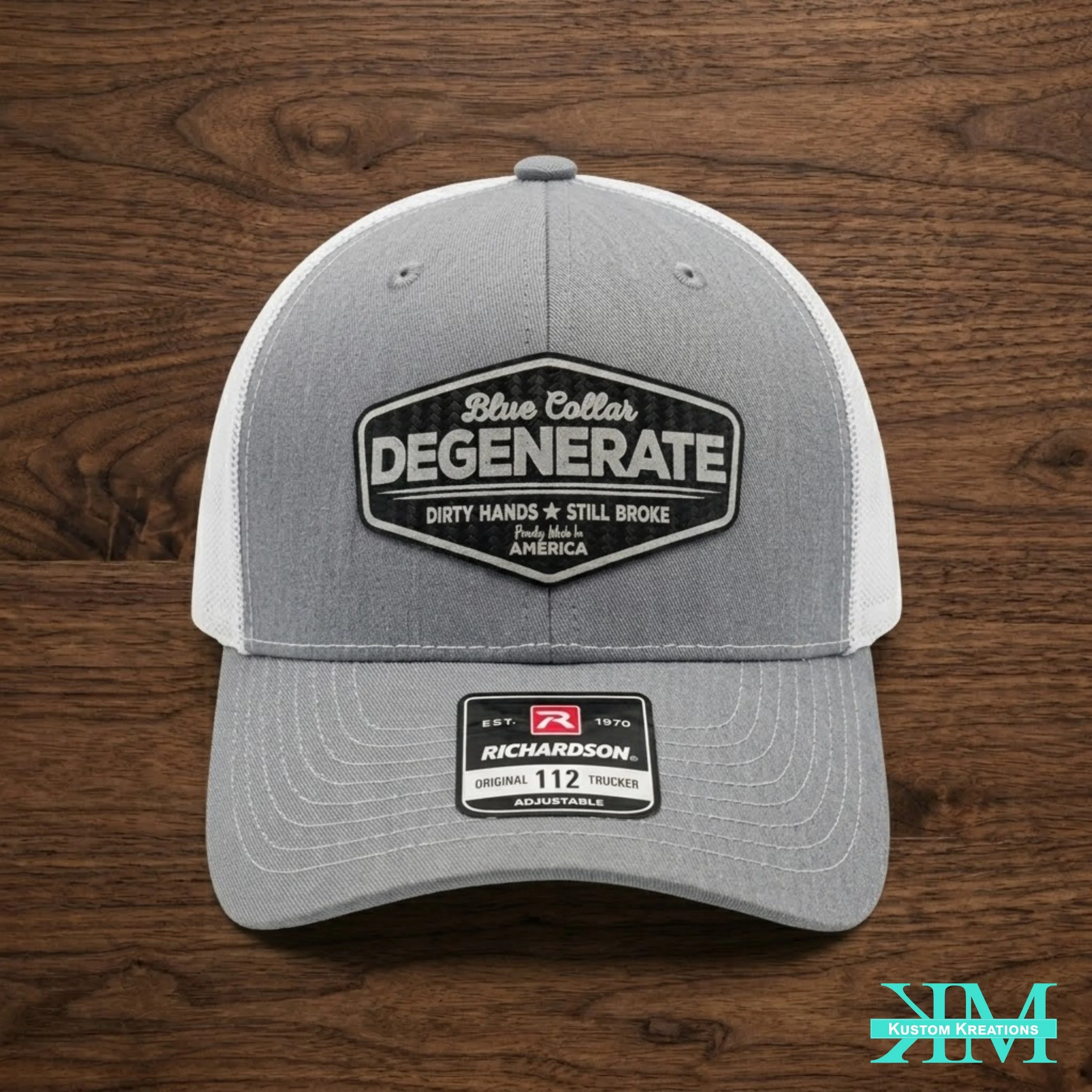 Custom hat with leather patch