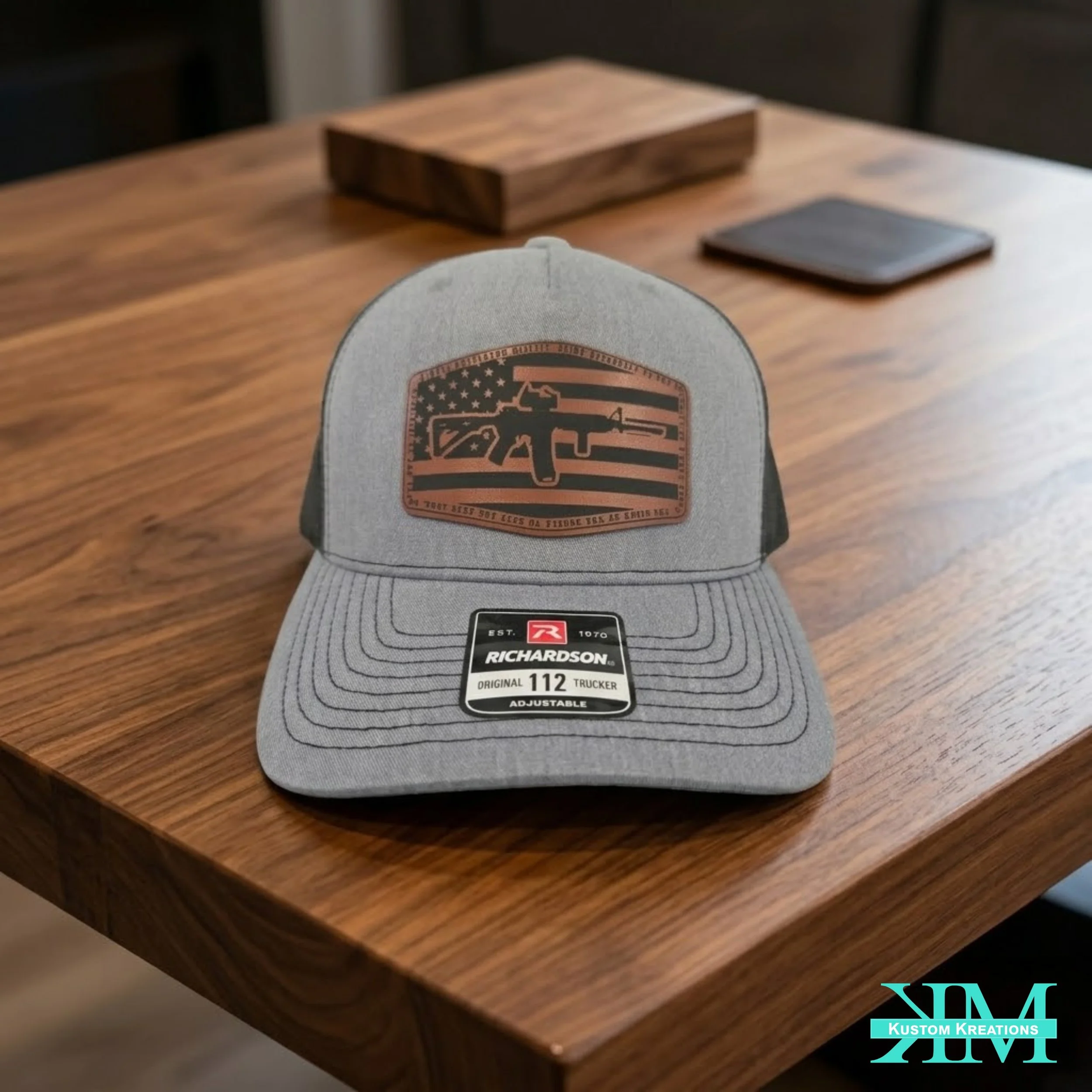 Custom hat with leather patch