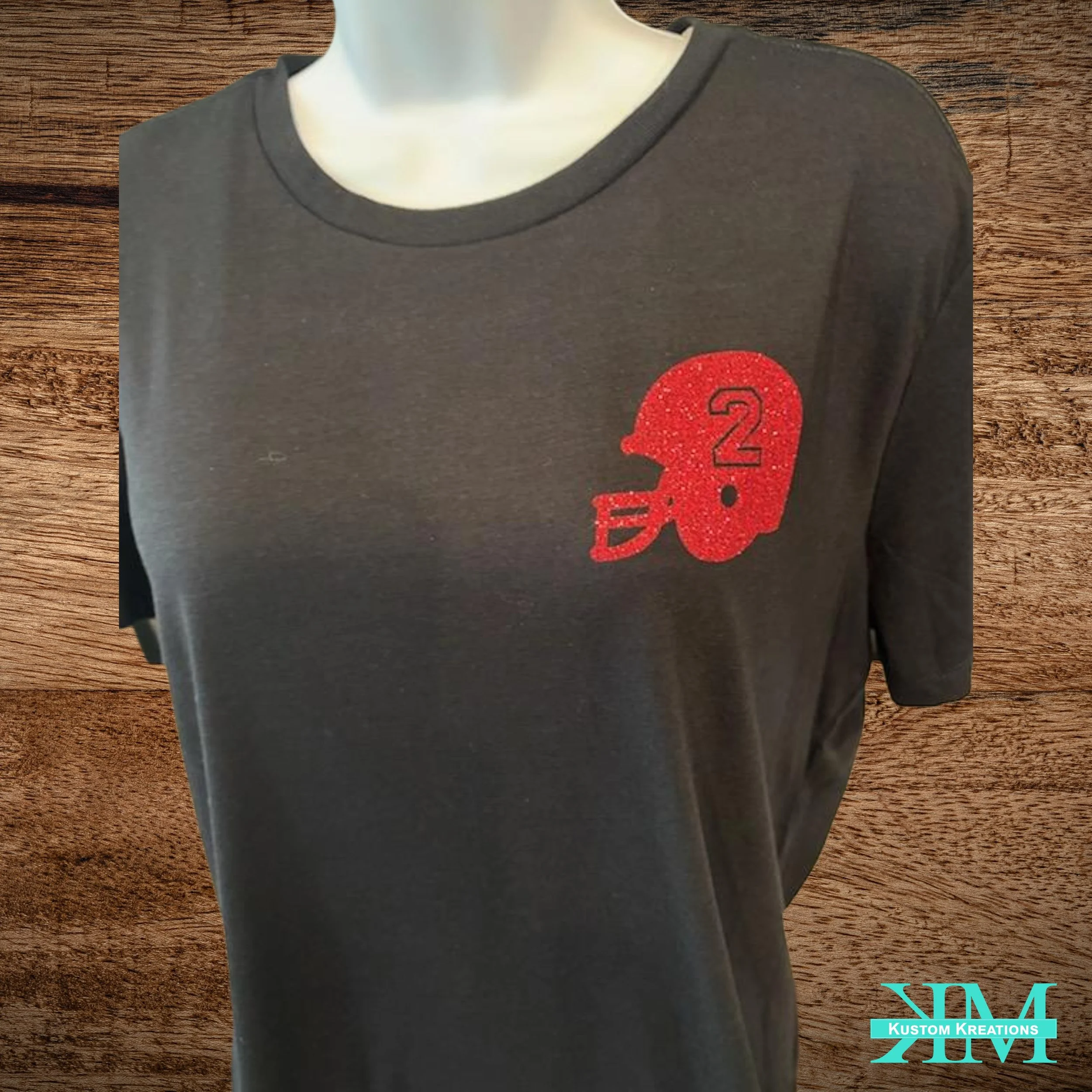 Football themed Left Chest Glitter Vinyl 