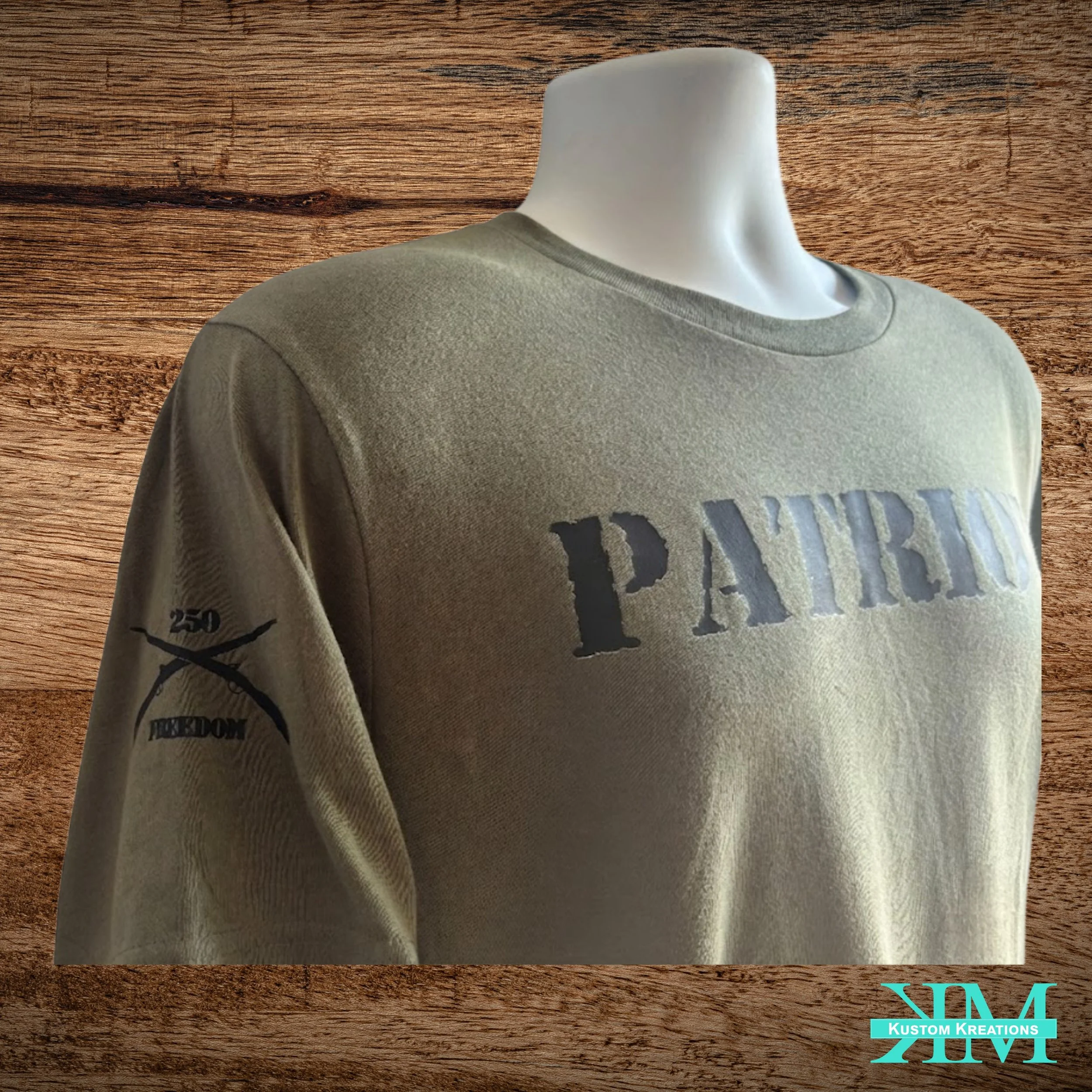 Patriot DTF printed graphic t-shirt full chest and sleeve