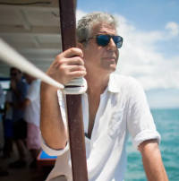 Anthony Bourdain on boat