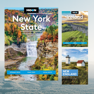 covers of three Moon Travel Guide book covers, including New York State