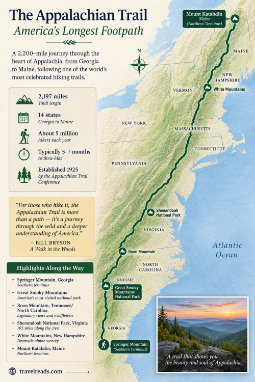 The Appalachian Trail illustrated map by Travelreads