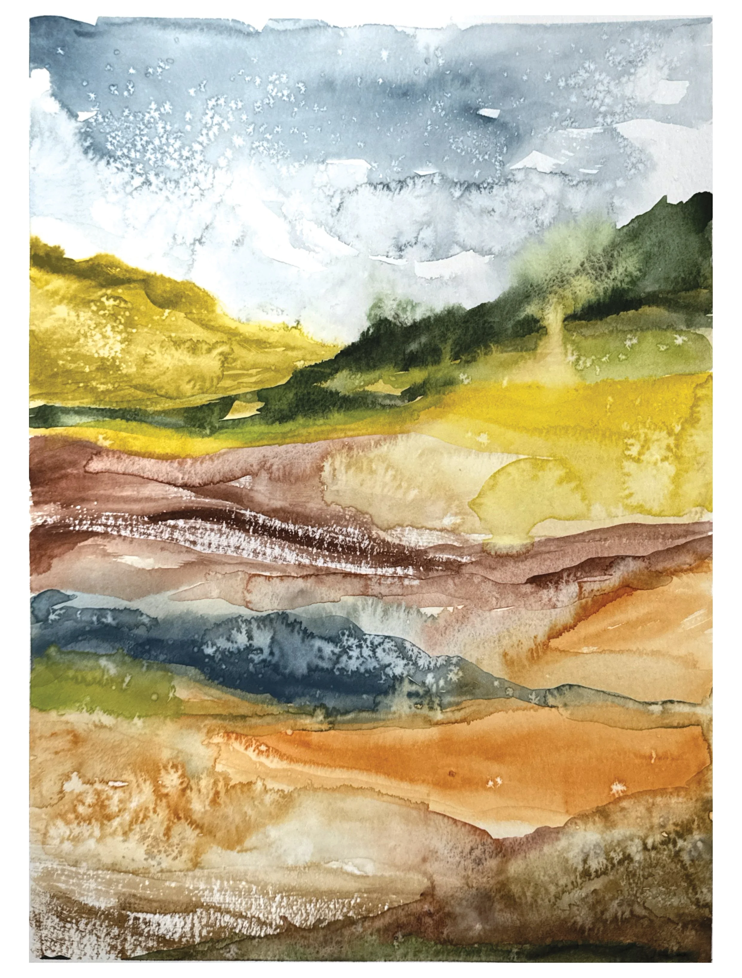 "Where the Hills Turn" Watercolor Art Print