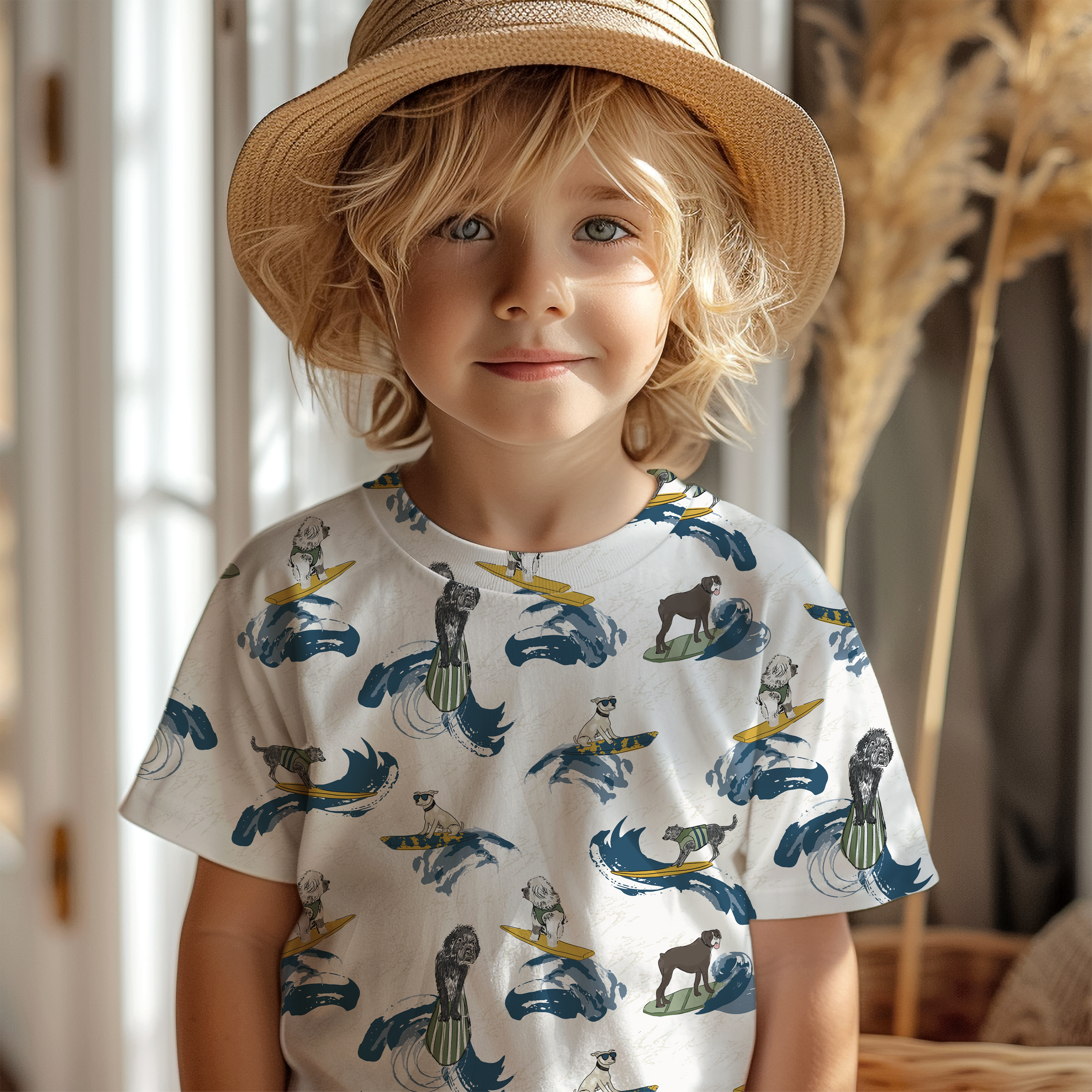 Bamboo Cotton Sewing Fabric Children's Clothes Natural Roots Dog Pattern