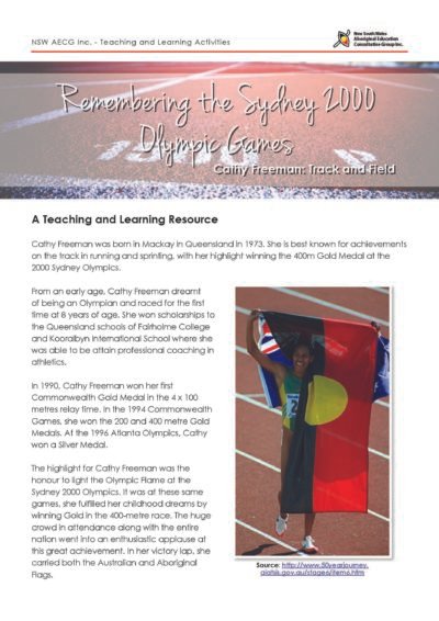 Remembering the Sydney 2000 Olympic Games – Cathy Freeman – Teaching and Learning Activities