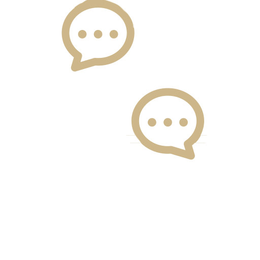 Group discussion with a presenter, speech bubbles indicating dialogue, simple line art style.