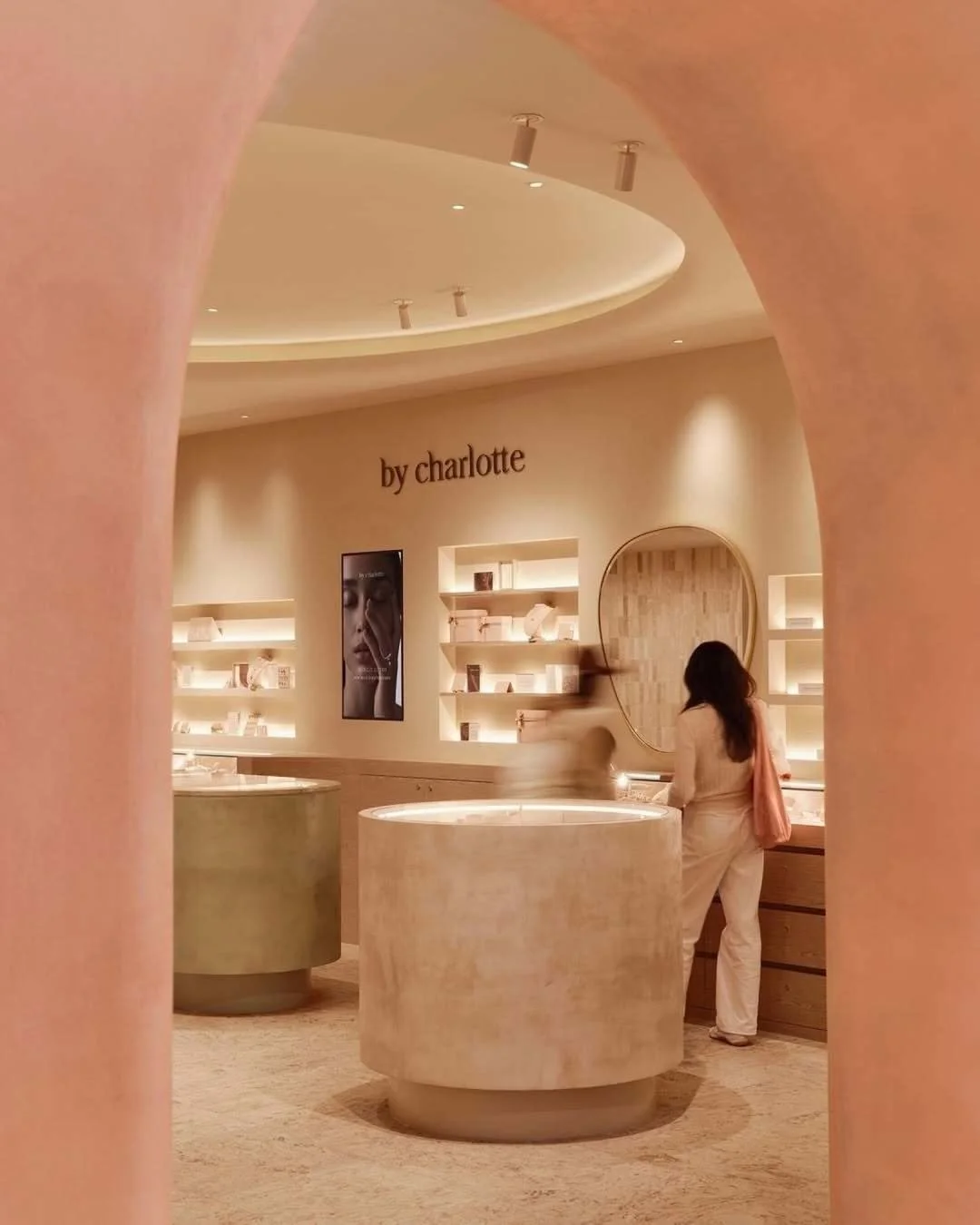 xbond microcement retail facade in pink