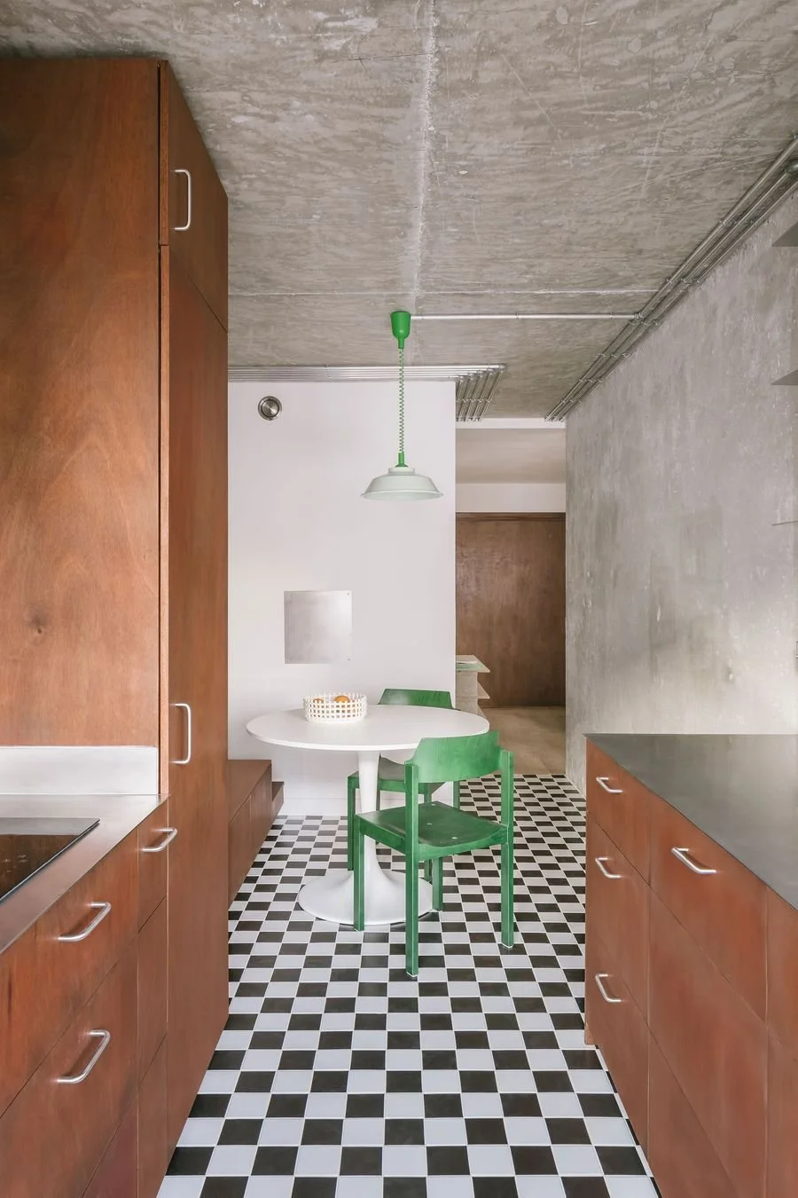 checkered kitchen floor