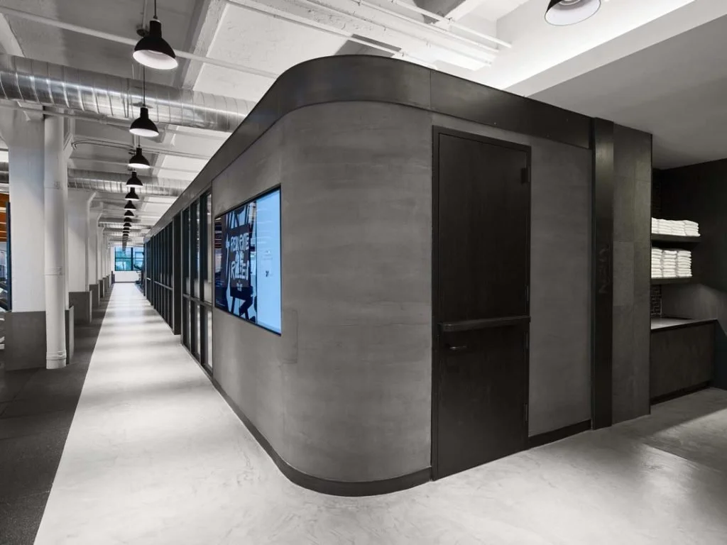 x-bond microcement flooring in commercial building