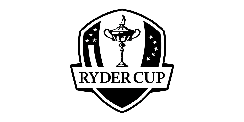 Ryder Cup logo with a trophy and stars on a shield background