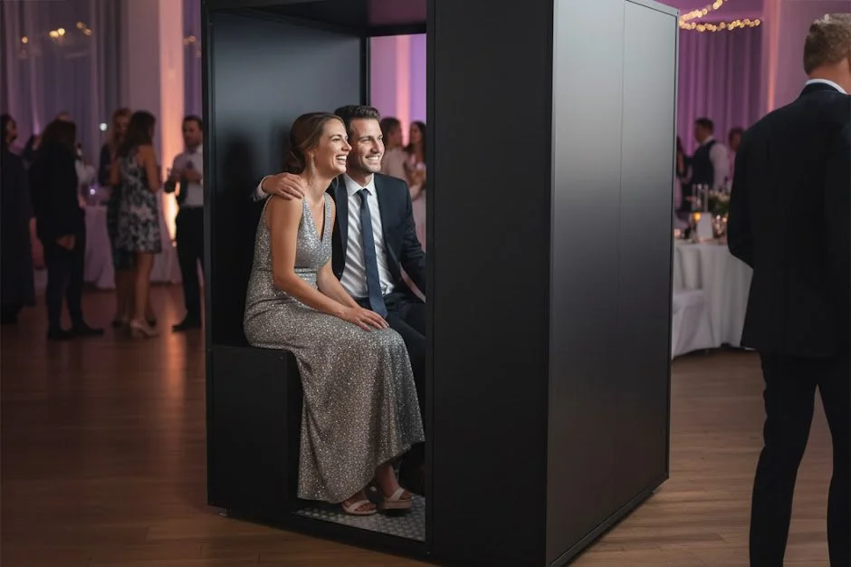 Private enclosed photo booth rental for high-end portrait studio experiences.
