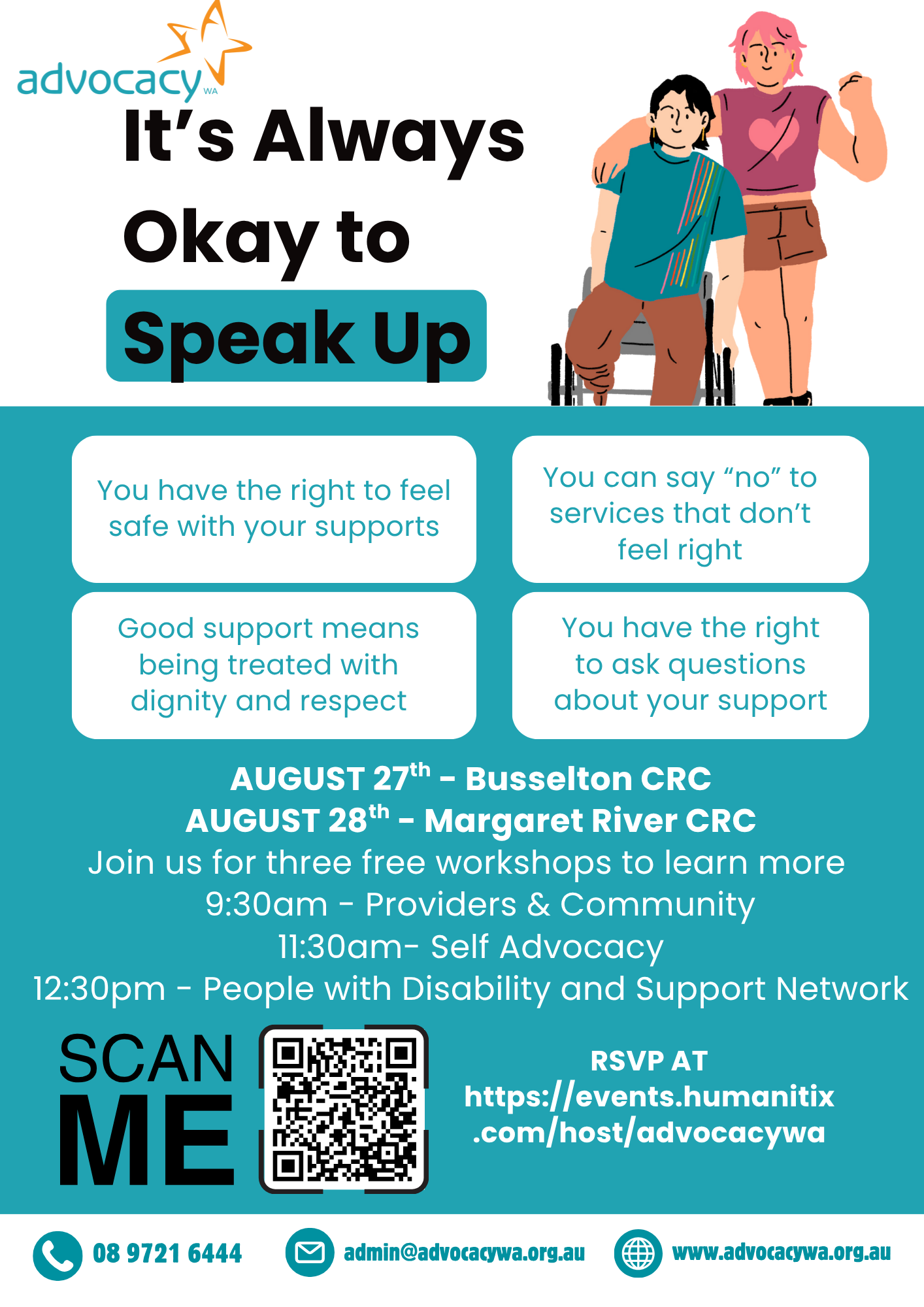 Your Rights, Your Supports, Your Service – 3 separate free workshops with a focus on NDIS services