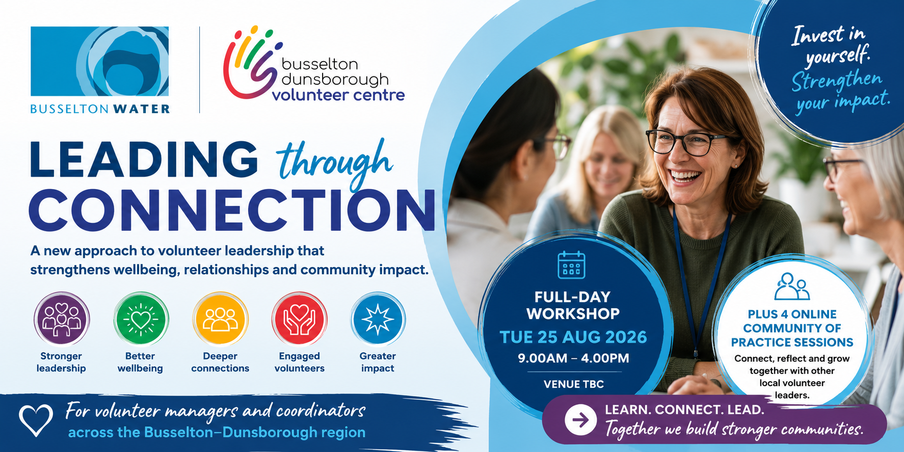 Leading through Connection: A new approach to volunteer leadership that strengthens wellbeing, relationships and community impact.