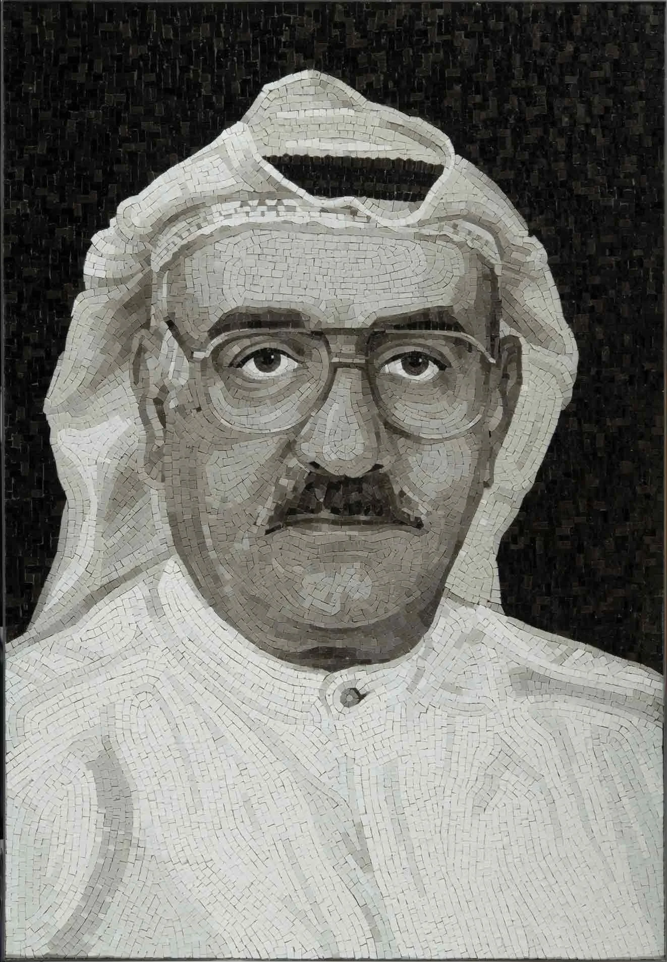 black and whiite mosaic in Murano glass, handmade on commission by Artefact Mosaic Studio, in Venice, Italy.