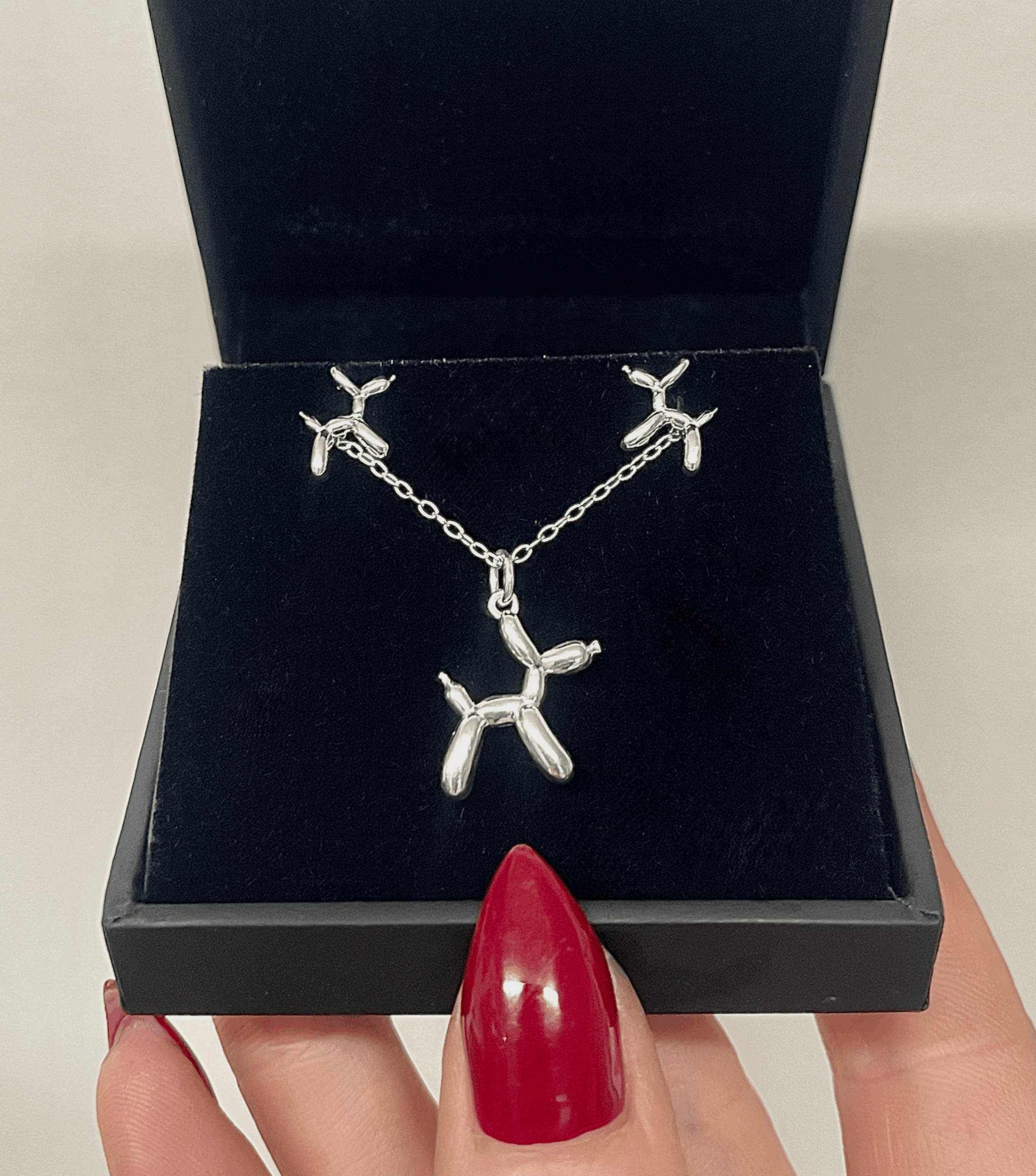 SILVER BALLOON DOG SET