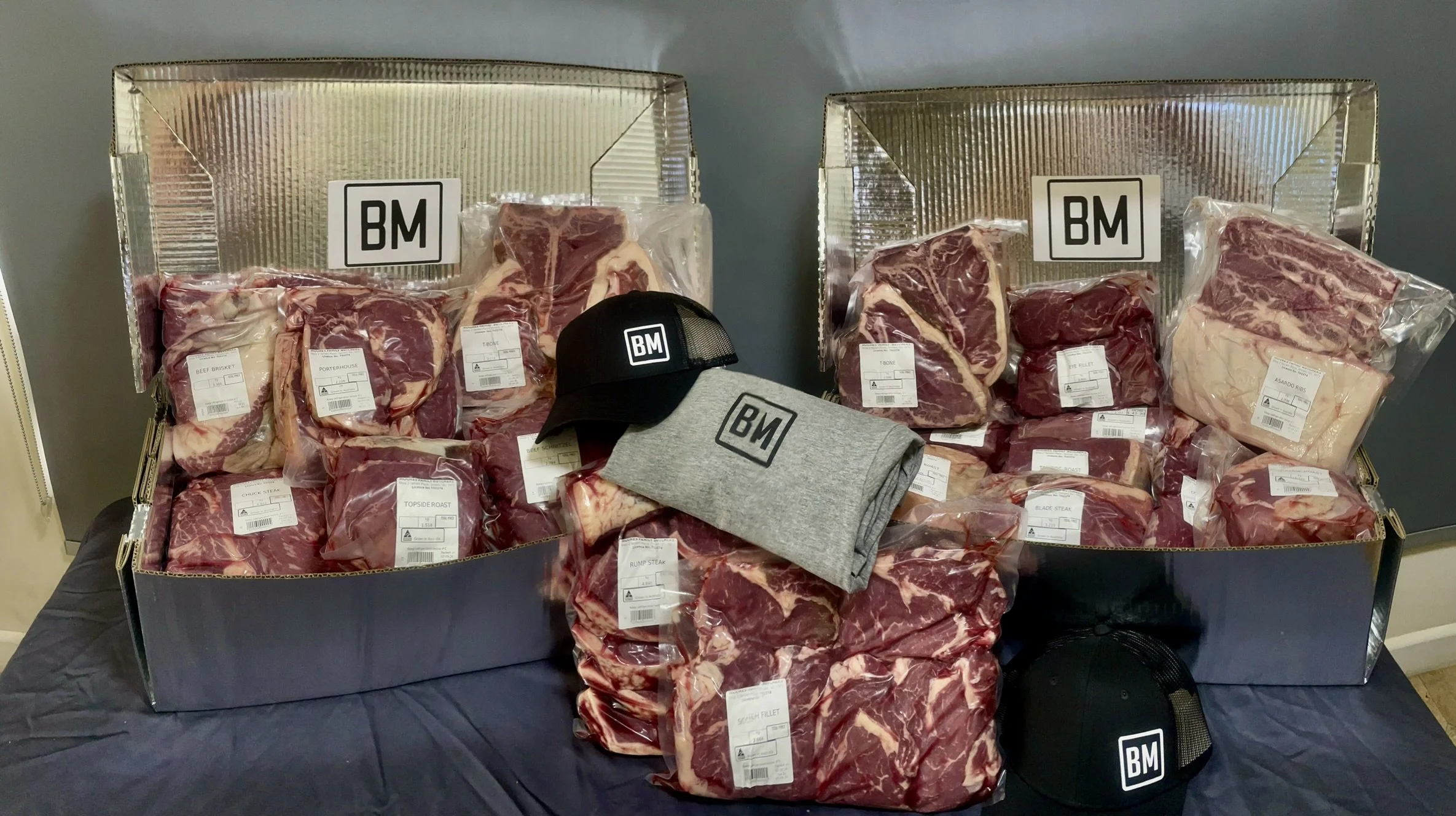 Indicative Brooksmanor Beef Pack featuring shirt and hat.JPEG