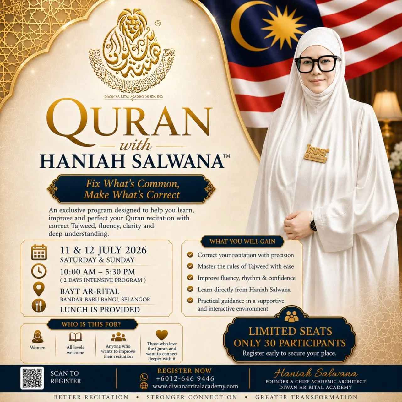 QURAN WITH USTAZAH HANIAH SALWANA - 18&amp;19/7/2026