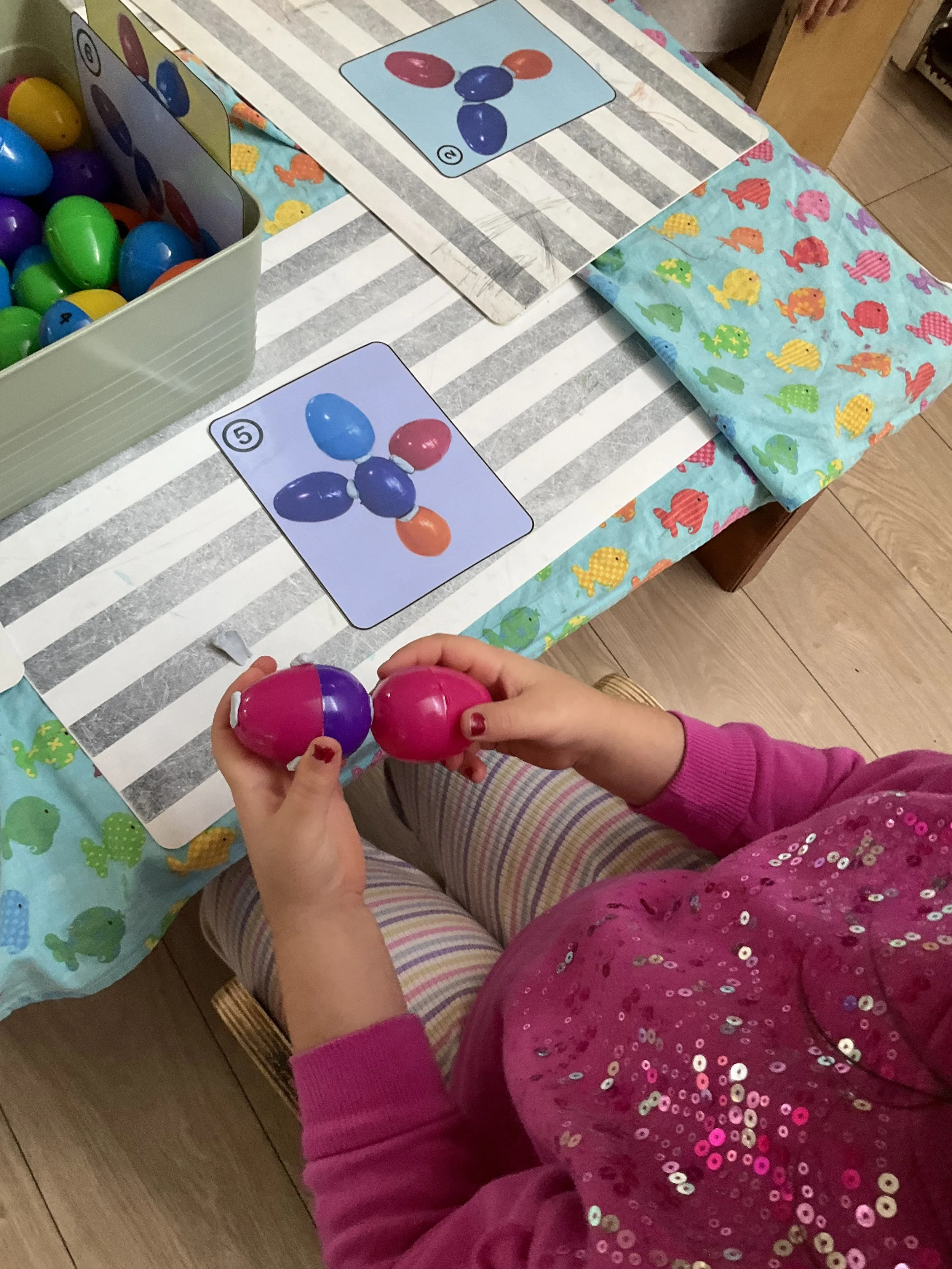 Building Easter Egg Towers using Blu Tacks