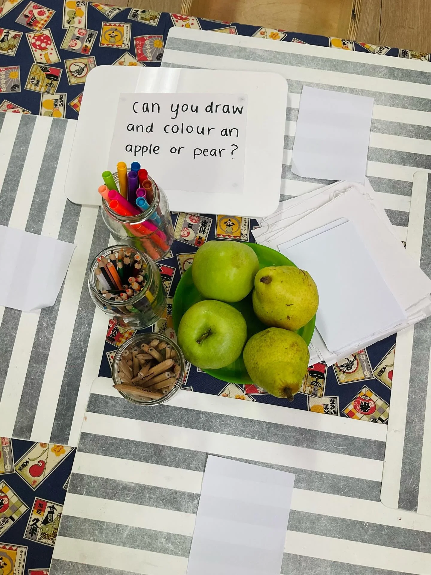 Children explored observational drawing by looking closely at real apples and pears. 🍏🍐

Using pencils and markers, they carefully drew and coloured what they could see. Activities like this support children&rsquo;s creativity, fine motor developme