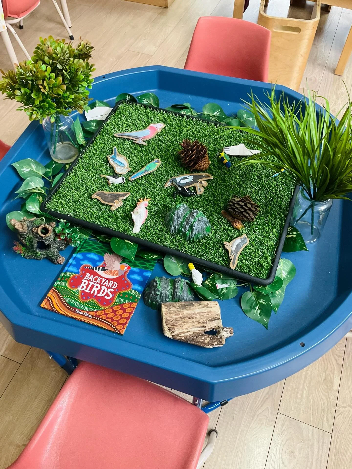 Inspired by the story &ldquo;Backyard Birds&rdquo; by Helen Milroy, we created a nature-inspired tuff tray for children to explore. 🐦🌿

Children were invited to discover different birds, use natural materials and engage in imaginative play while co