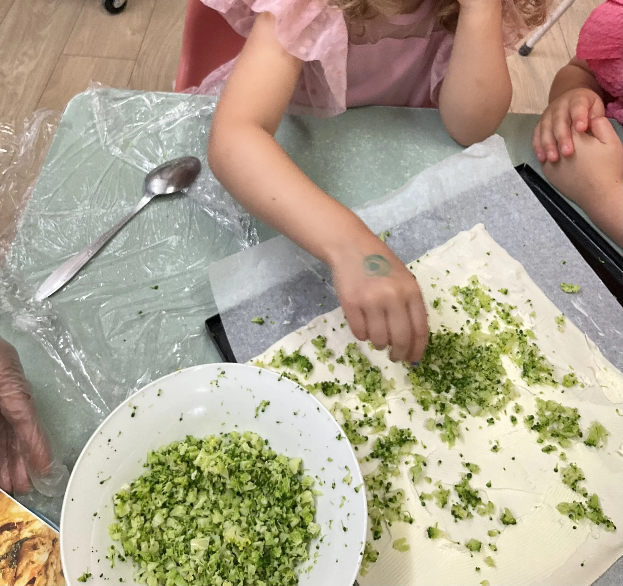 Making cheese and broccoli scrolls
