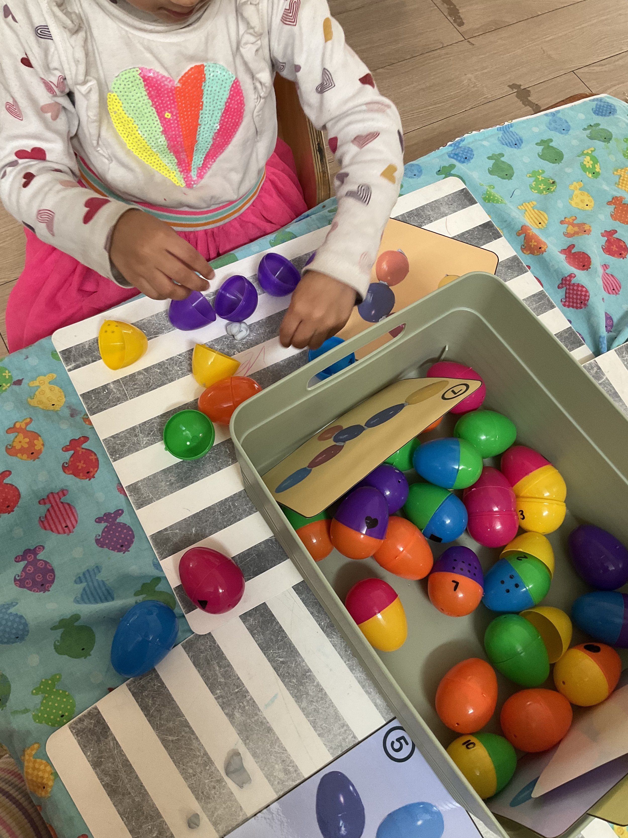 Building Easter Egg Towers using Blu Tacks