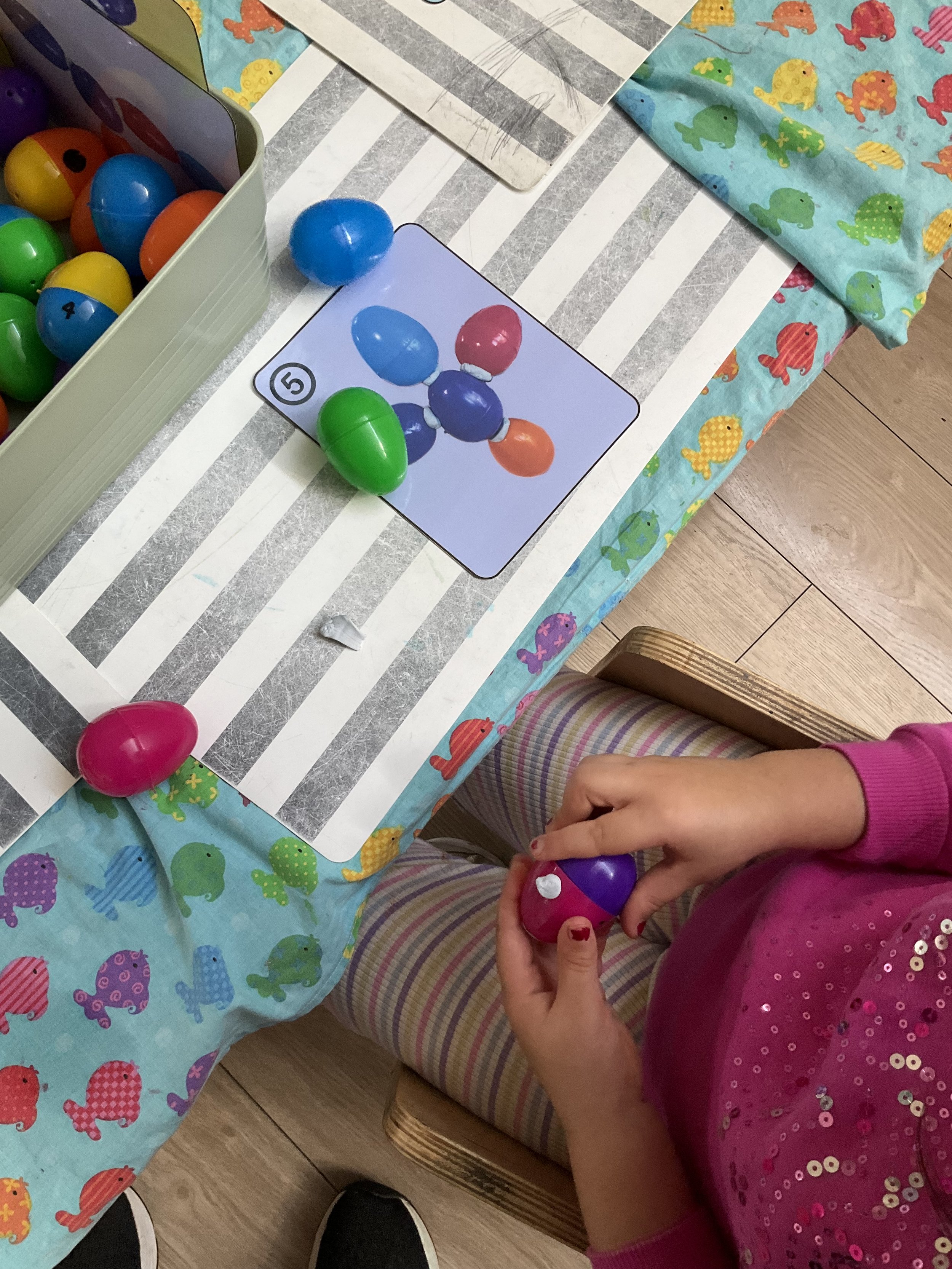 Building Easter Egg Towers using Blu Tacks