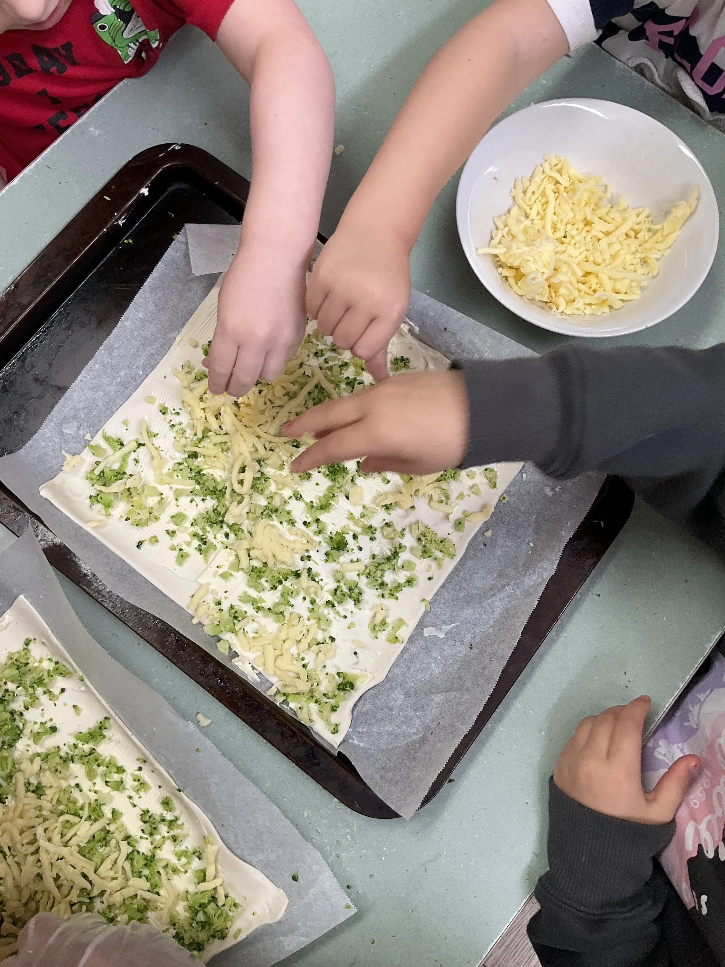 Making cheese and broccoli scrolls