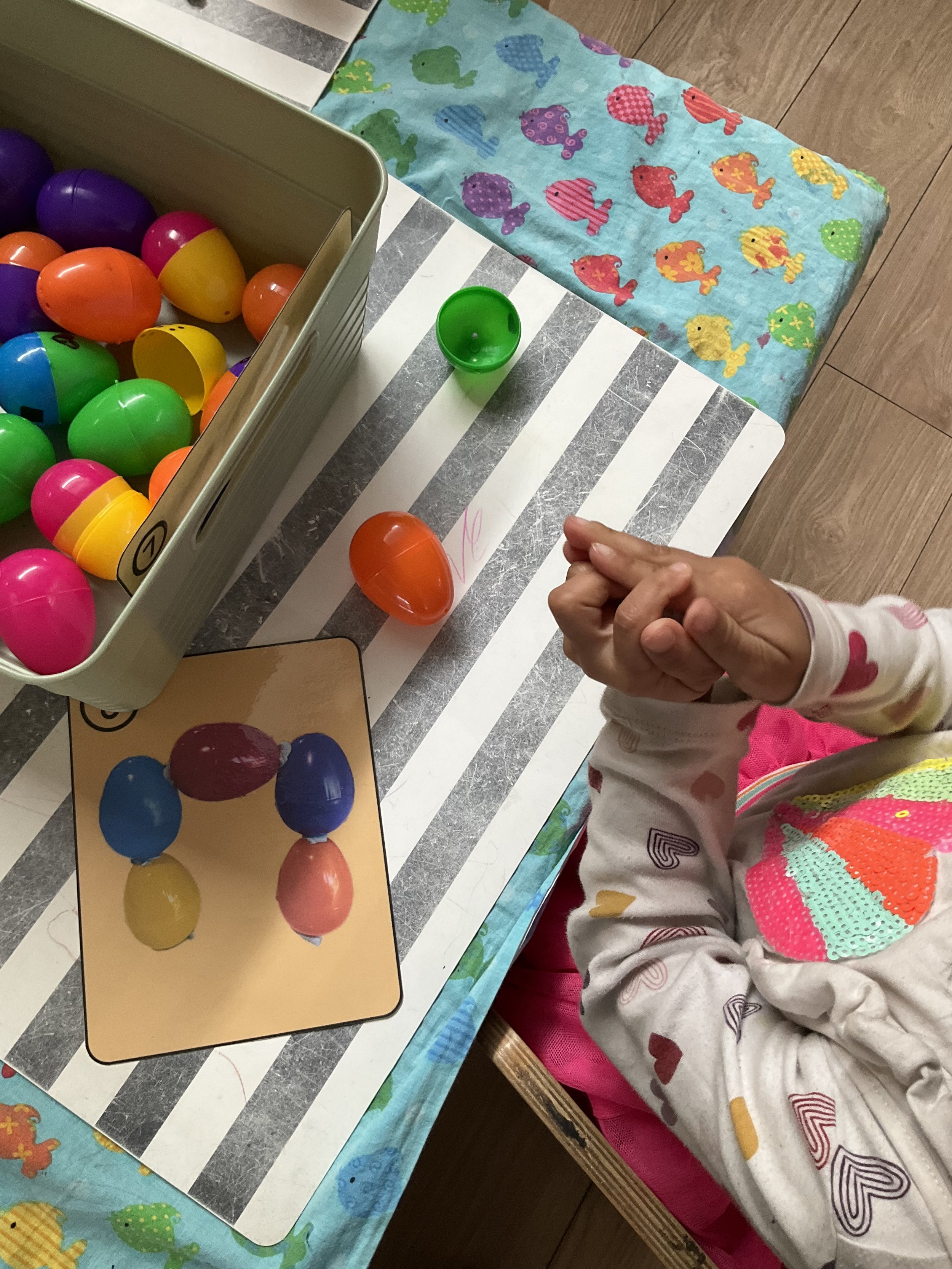Building Easter Egg Towers using Blu Tacks