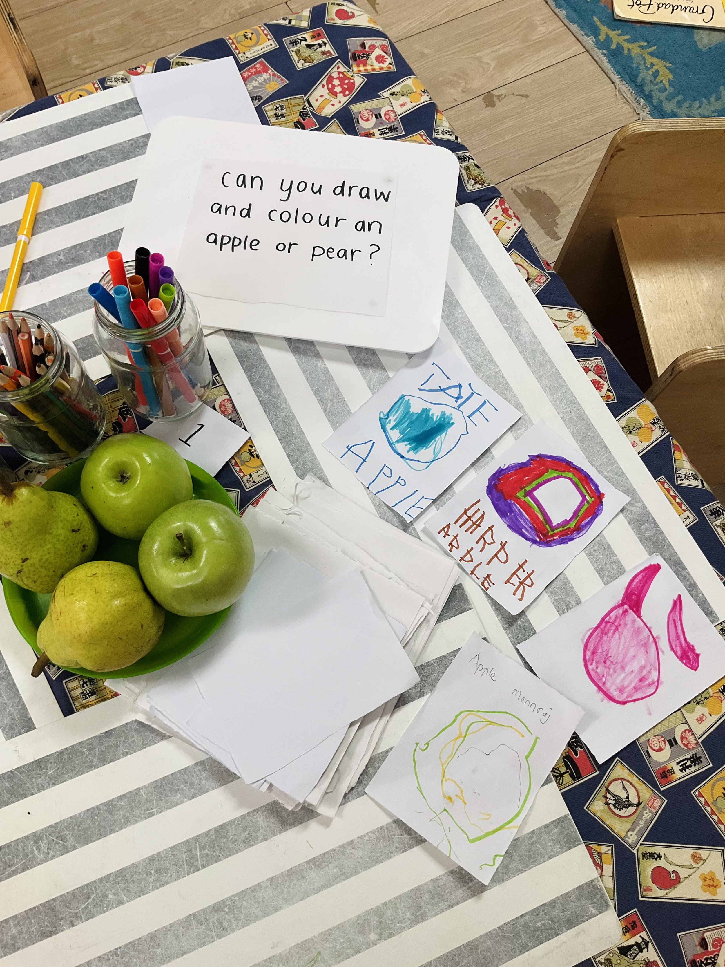 'Can you draw and colour an apple or pear?' Activity