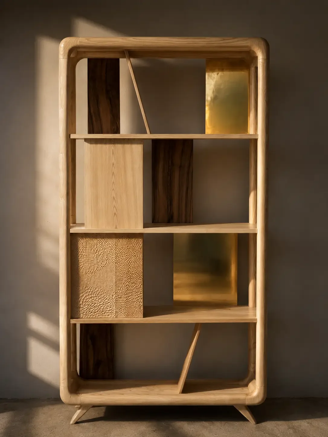 Bibliothèque Goat Lab Furniture en bois massif, image moodboard du modèle