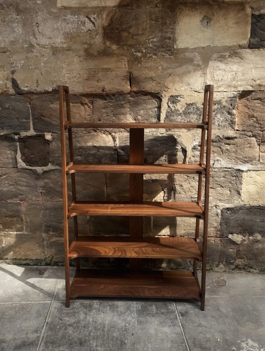 mid century modern bookshelf, bibliotheque, etageres bois massif, noyer chene, fabrique en france