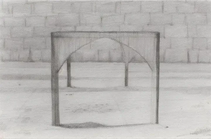 Croquis de la table Bamba, noir et blanc, avant de commencer la fabrication