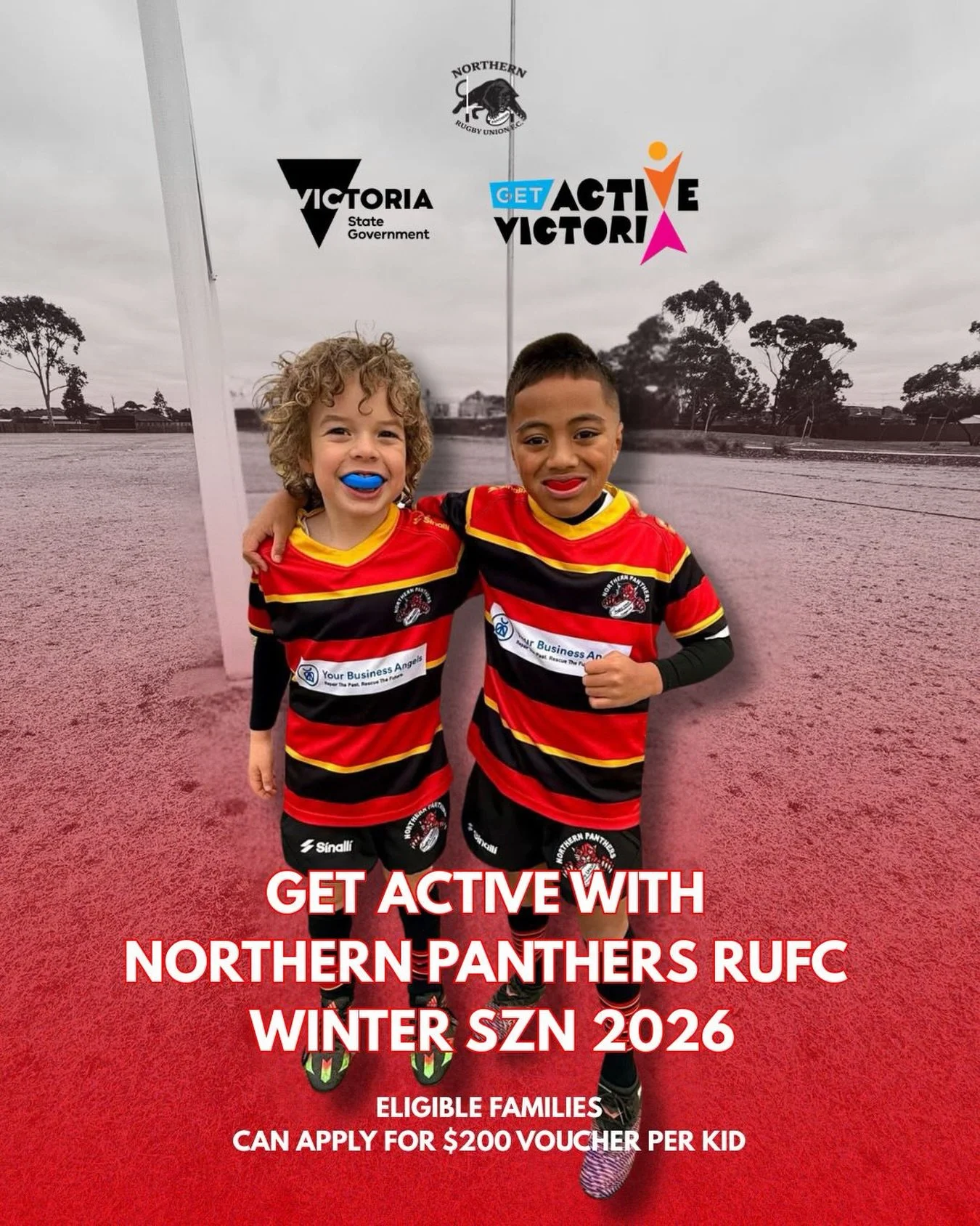 📢 Attention Victorian Parents! 

Get up to $200 back for your kids&rsquo; sports registration, uniforms, and equipment with the Get Active Kids Voucher Program! 

Apply now: https://www.getactive.vic.gov.au/vouchers/apply-for-vouchers/
Northern Code