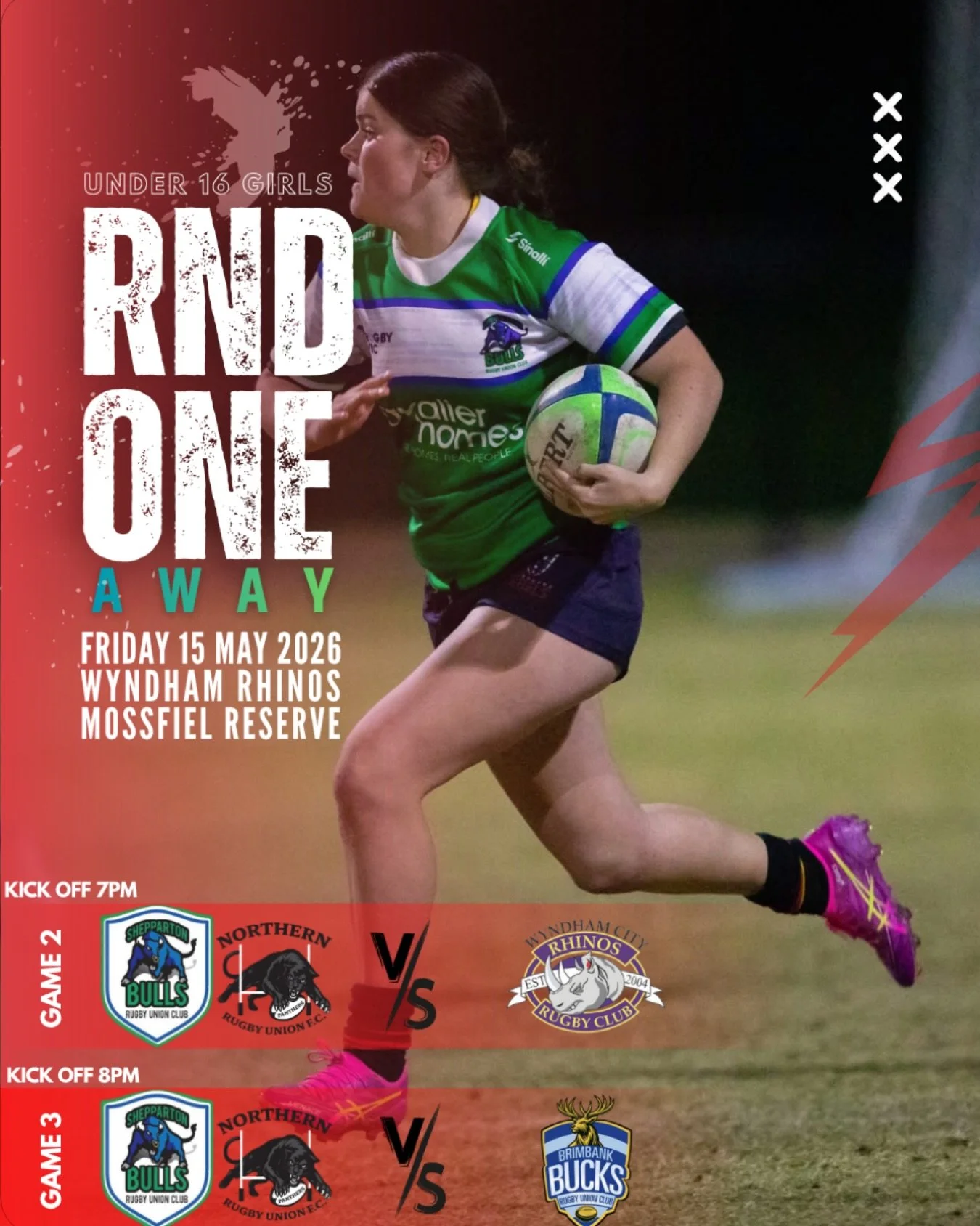 ROUND ONE FRIDAY NIGHT FURY 🌌

Our U16 @sheppbulls_rugbyunion/North girls kick off RND 1 out west tonight under the Friday night lights!

Good luck girls, go get em 💙❤️

#gametime 
#girlsinrugby 
#sheppxnorth