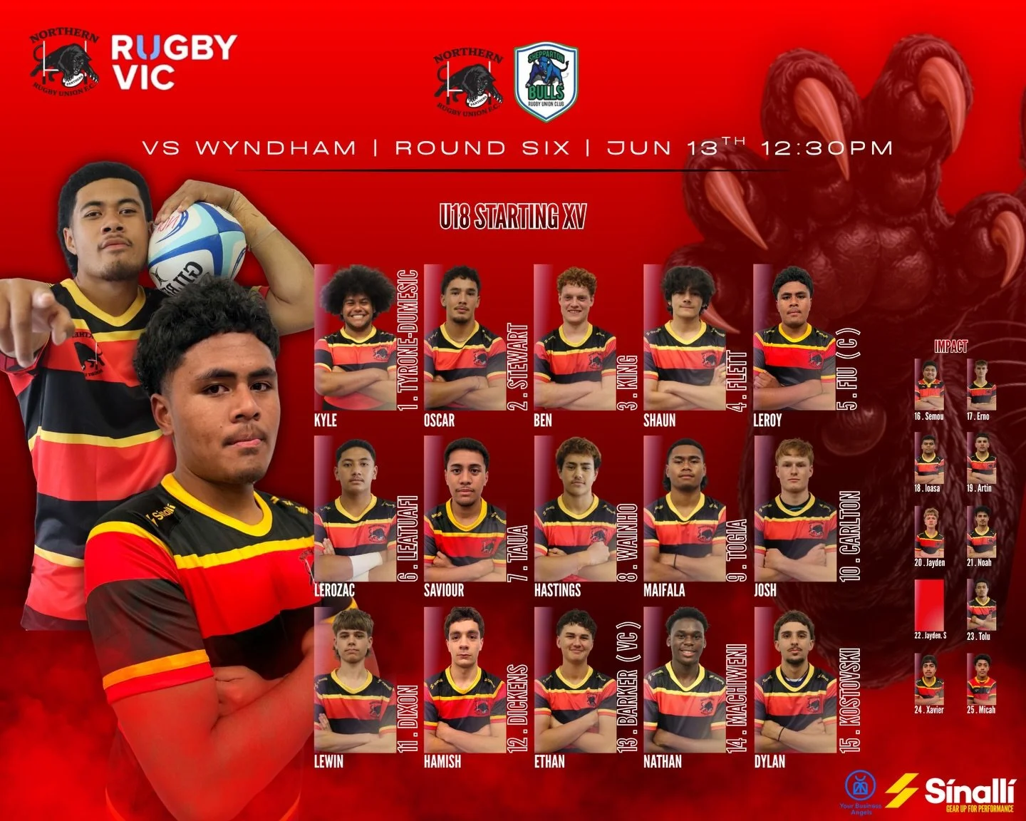 RND S I X | U18 STARTING XV

🟥🟨⬛️

#galaday 
#northszn 
#wearethenorth