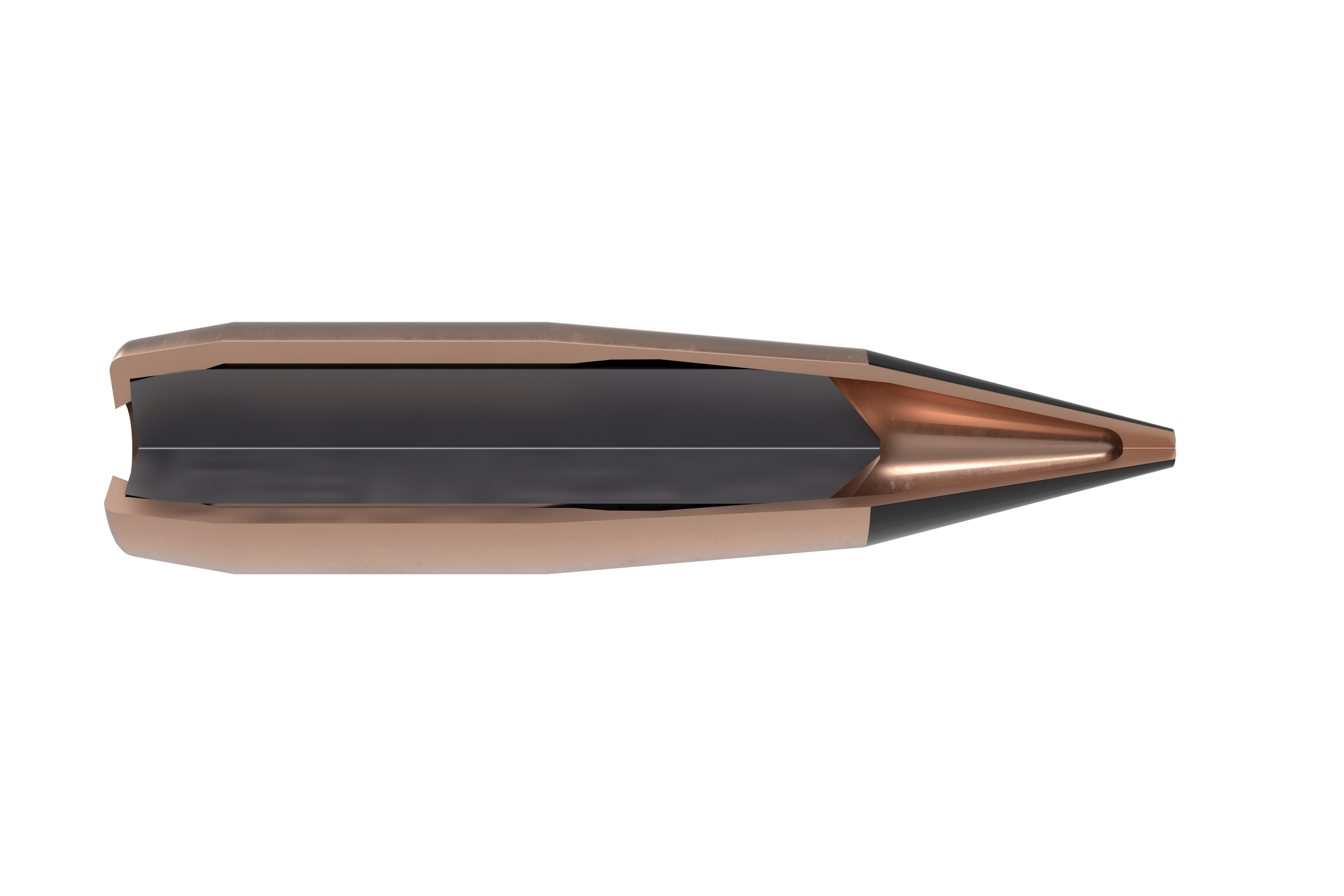 6.5 Grendel AP bullet half-section, showcasing internal structure and construction