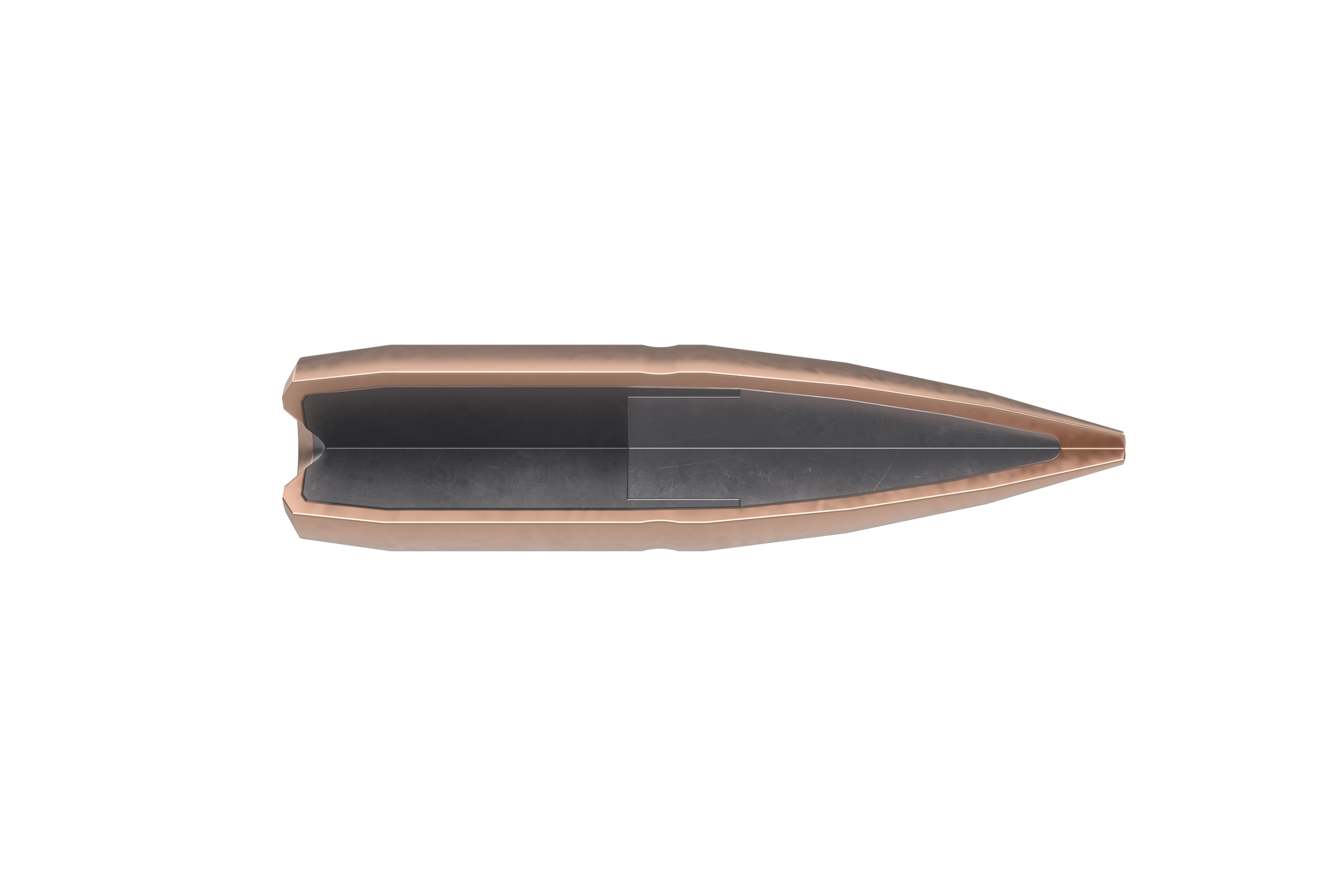 5.56x45 HC EP SS109 bullet half-section, showcasing internal structure and construction