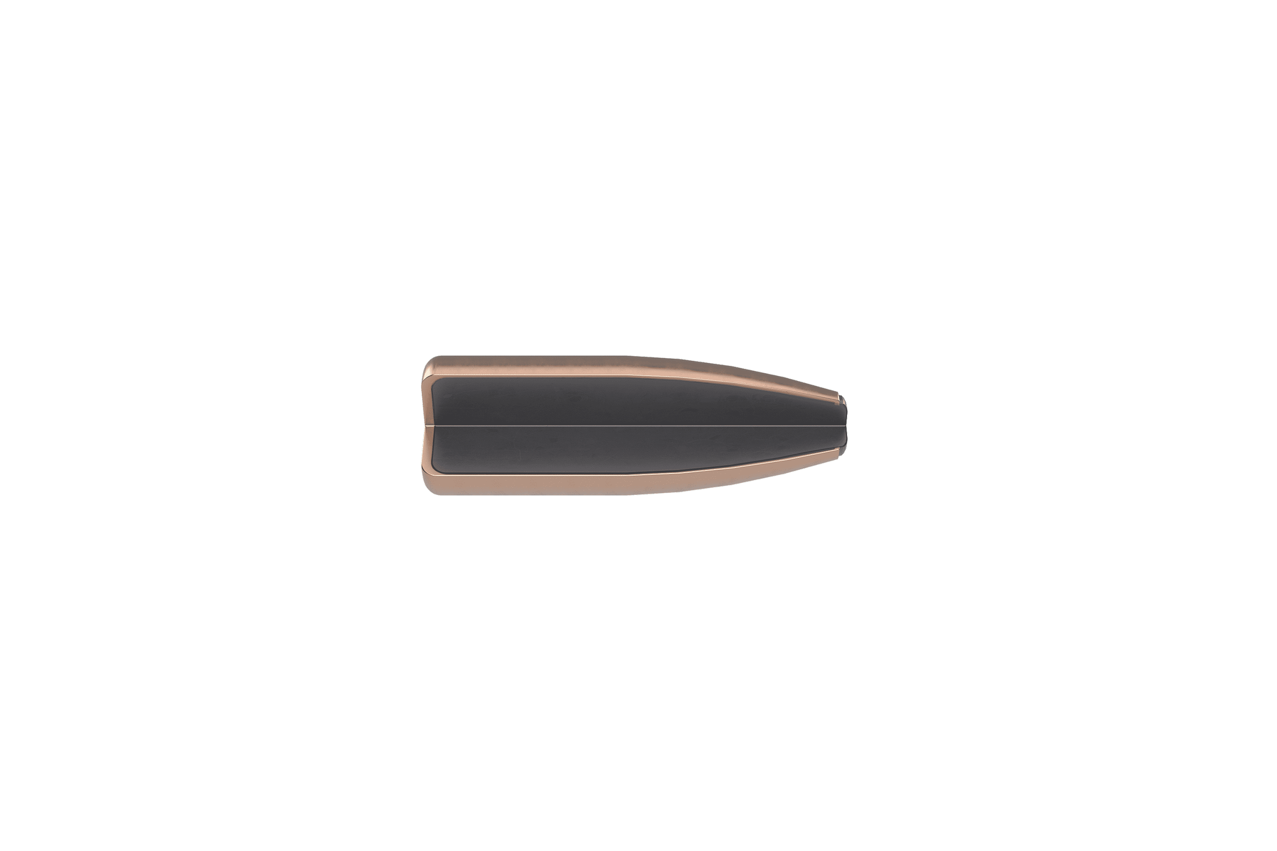 .223 Rem SWISS P Bonded Styx bullet half-section, showcasing internal structure and construction