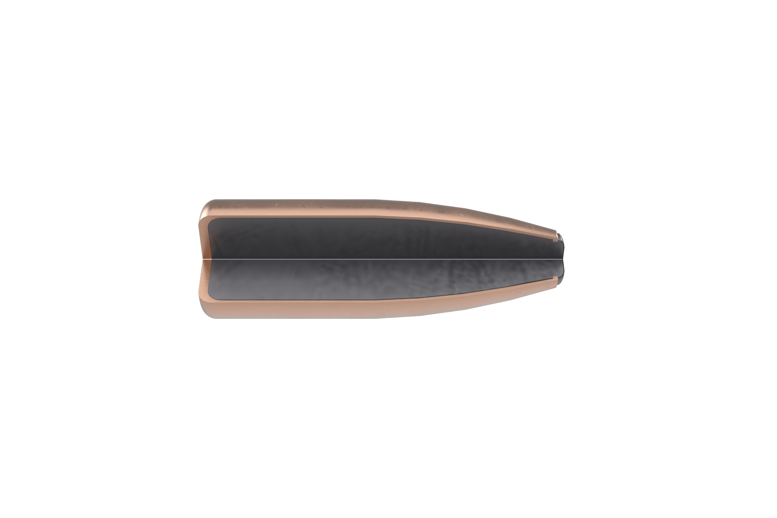 5.56x45  Bonded Styx bullet half-section, showcasing internal structure and construction