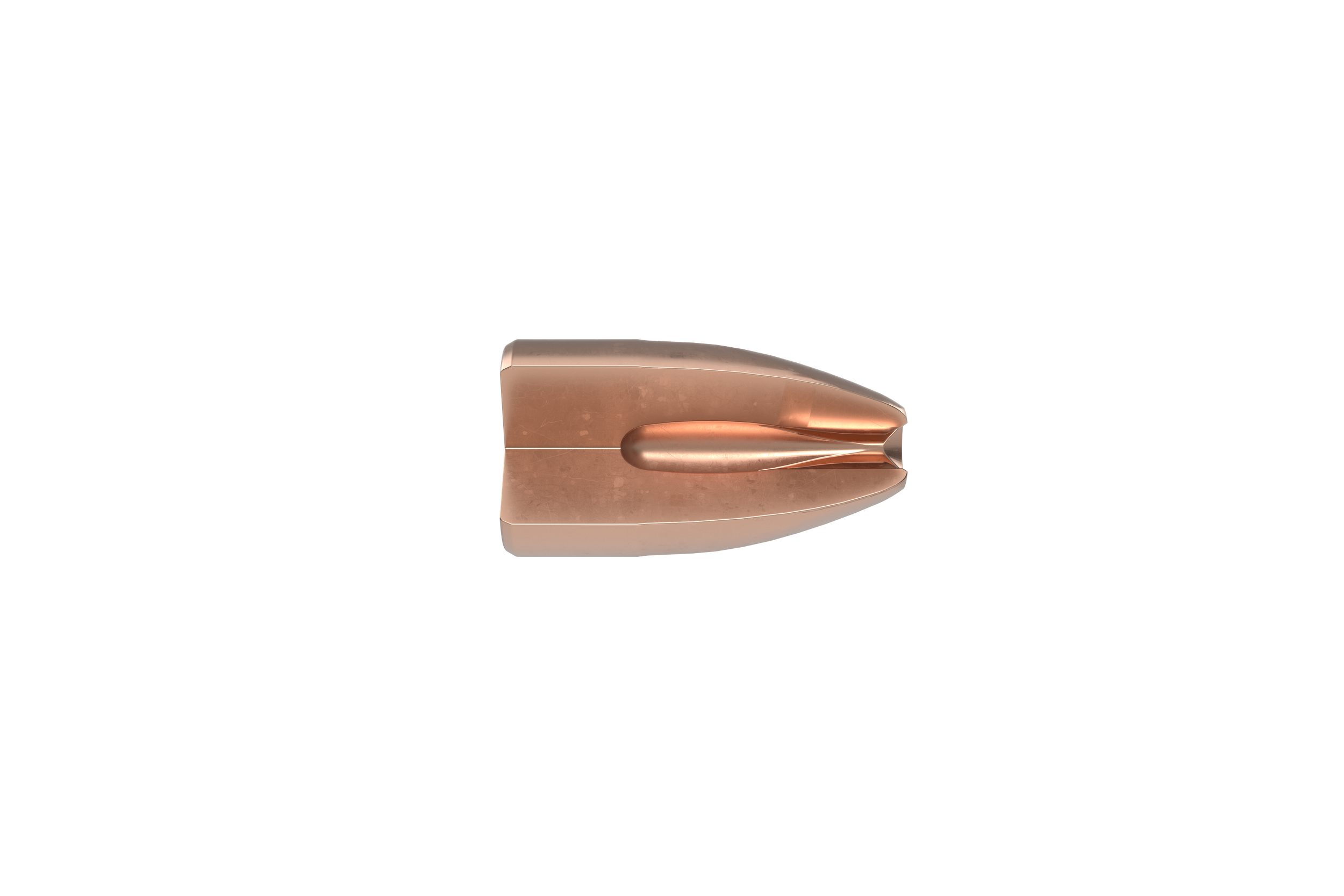 9x19 MHP LF bullet half-section, showcasing internal structure and construction