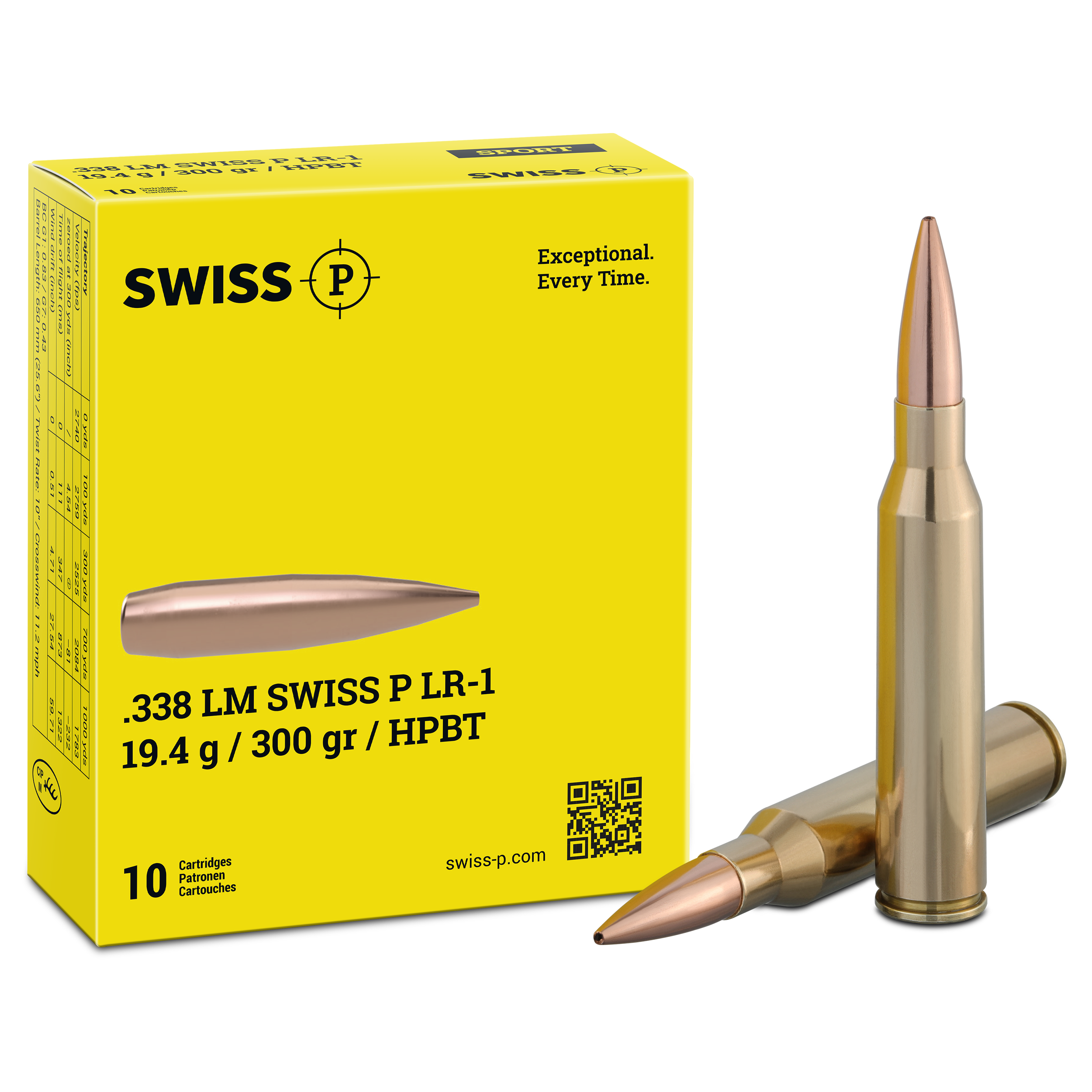 .338 Lapua Mag. SWISS P LR-1 19.4 g