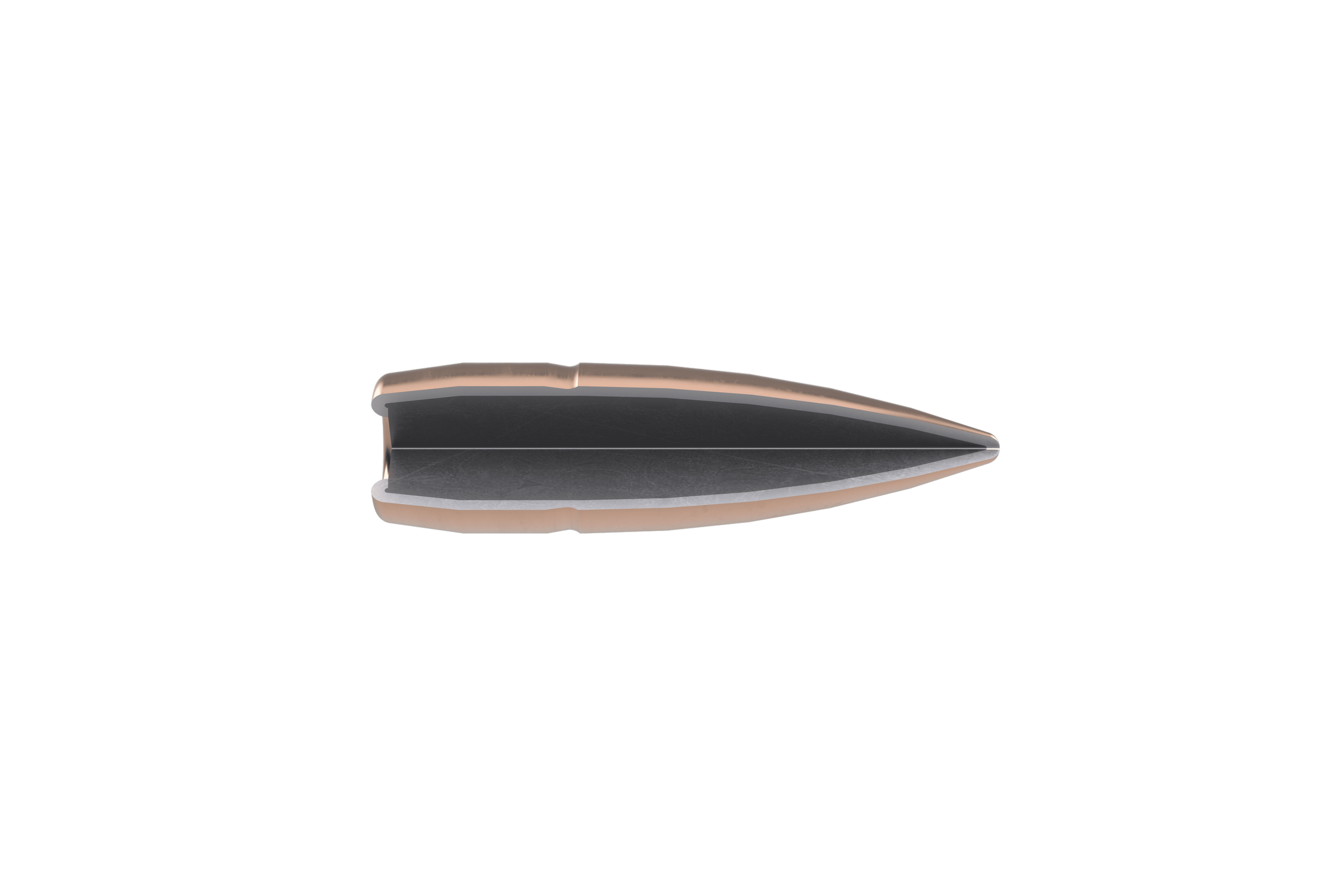 7.62x51 M80 bullet half-section, showcasing internal structure and construction
