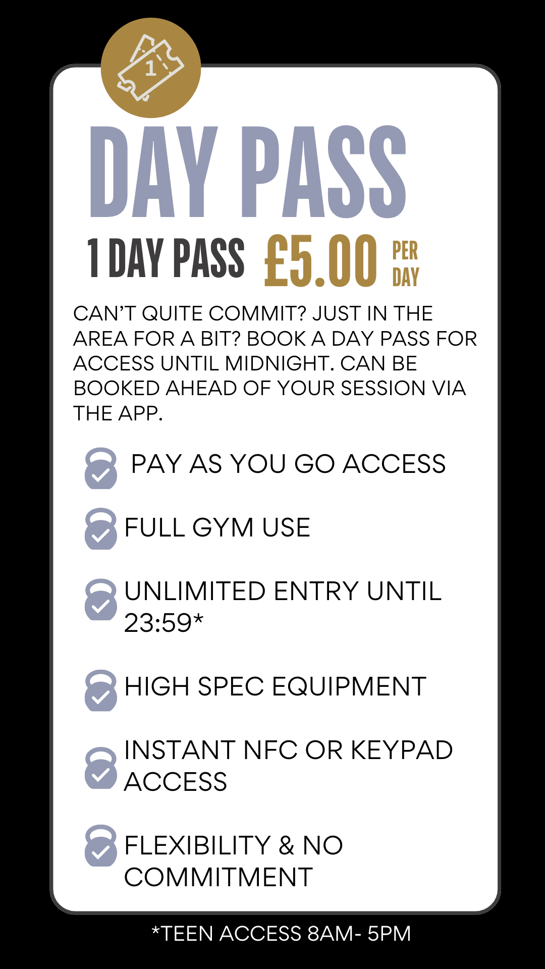 DAY PASS GYM DOMS Fitness Royal Wootton Bassett