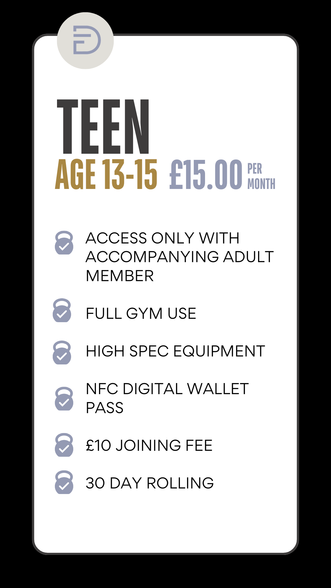 Teen gym membership royal wootton bassett Swindon